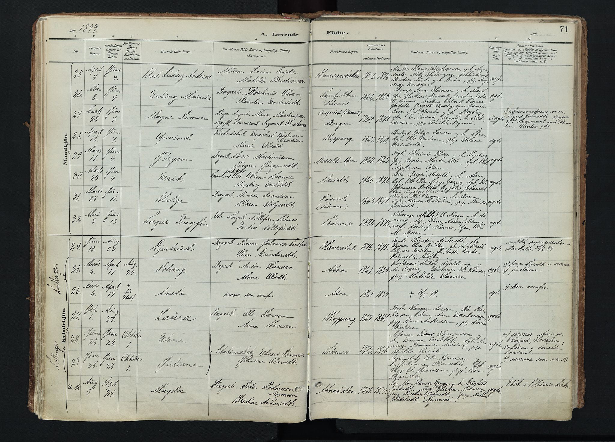 Stor-Elvdal prestekontor, AV/SAH-PREST-052/H/Ha/Haa/L0004: Parish register (official) no. 4, 1890-1922, p. 71