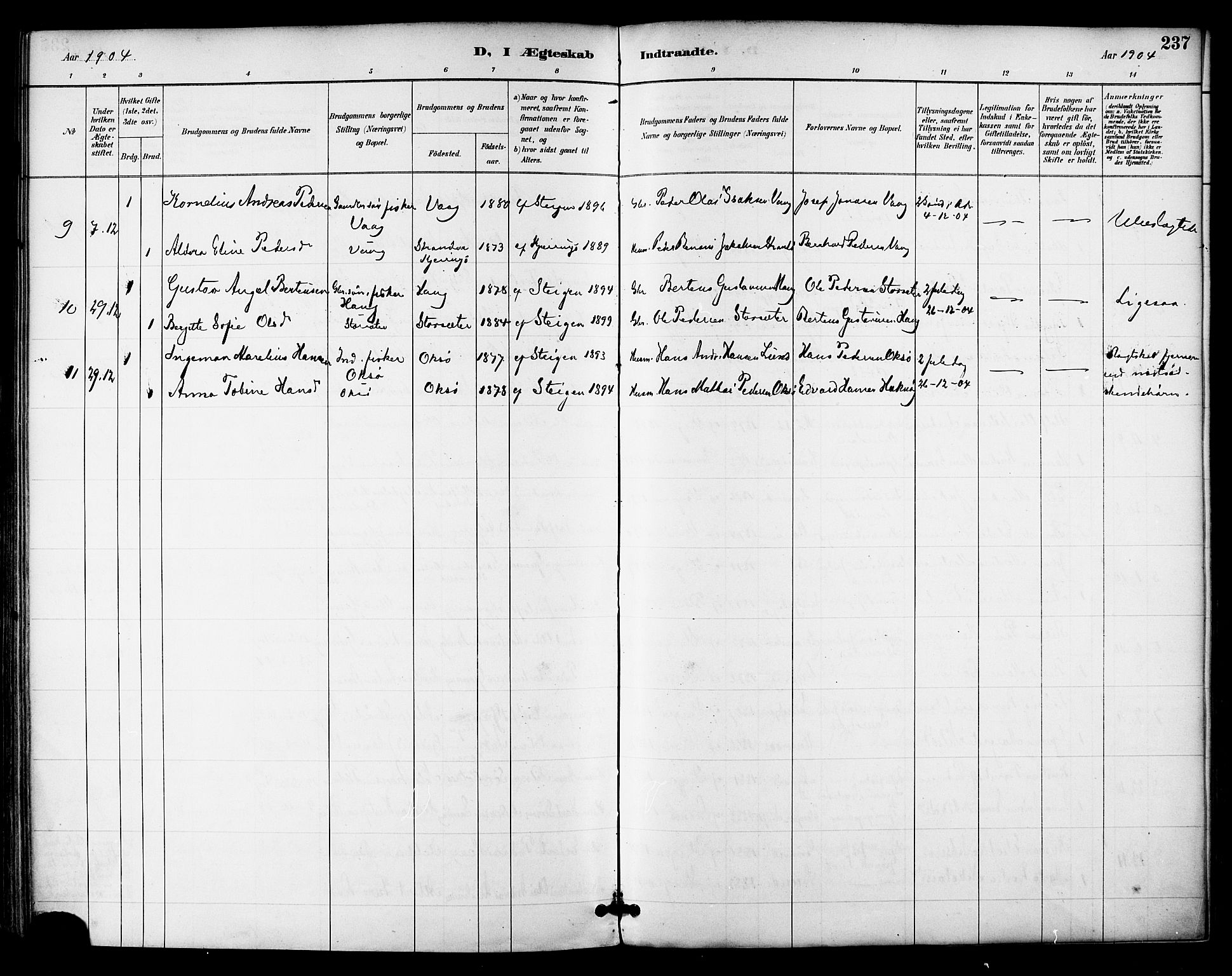 Ministerialprotokoller, klokkerbøker og fødselsregistre - Nordland, AV/SAT-A-1459/855/L0803: Parish register (official) no. 855A11, 1887-1905, p. 237