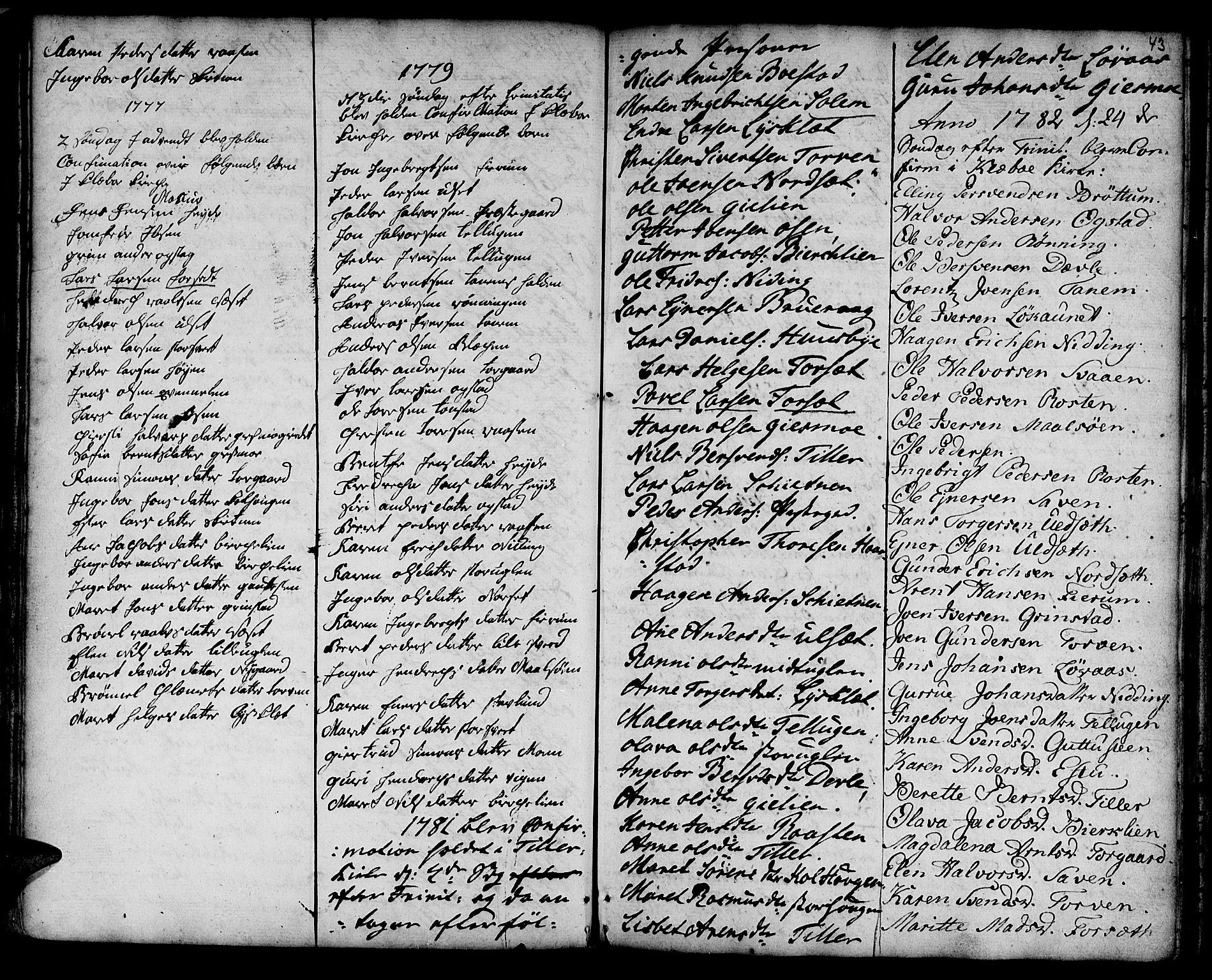 Ministerialprotokoller, klokkerbøker og fødselsregistre - Sør-Trøndelag, SAT/A-1456/618/L0437: Parish register (official) no. 618A02, 1749-1782, p. 43