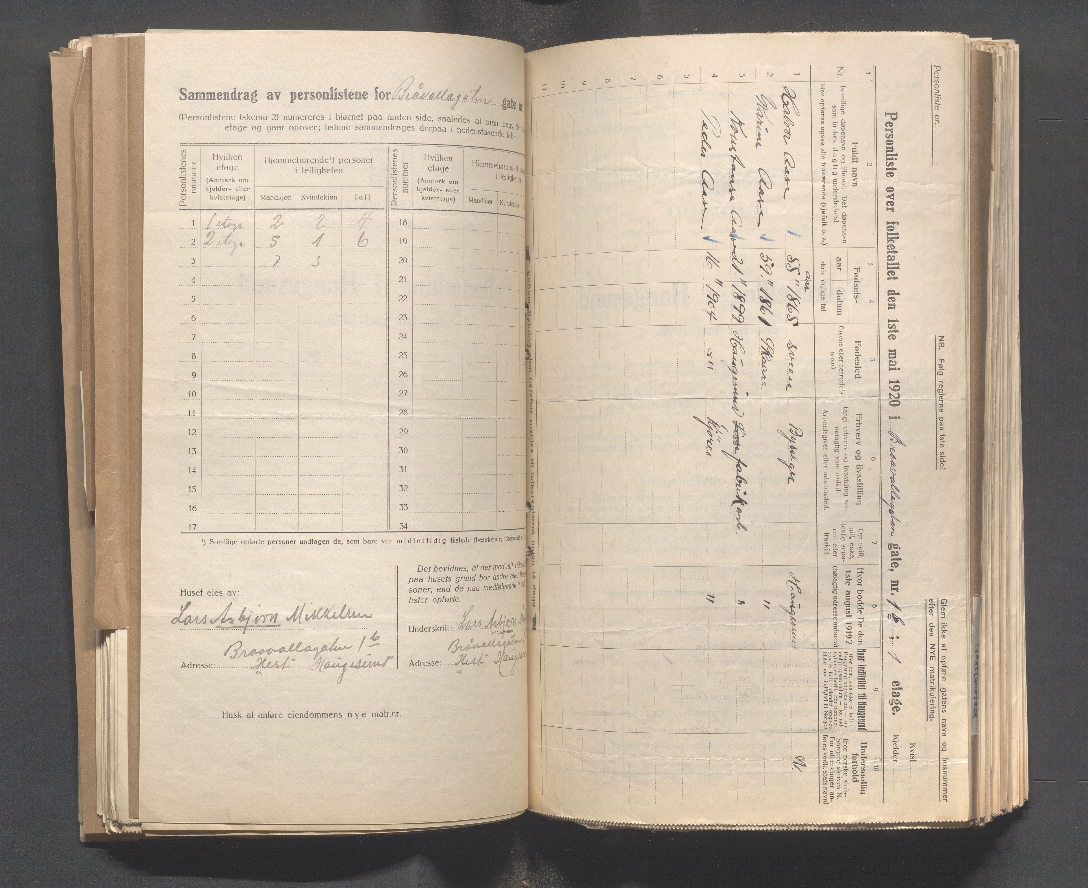 IKAR, Local census 1.5.1920 for Haugesund, 1920, p. 181