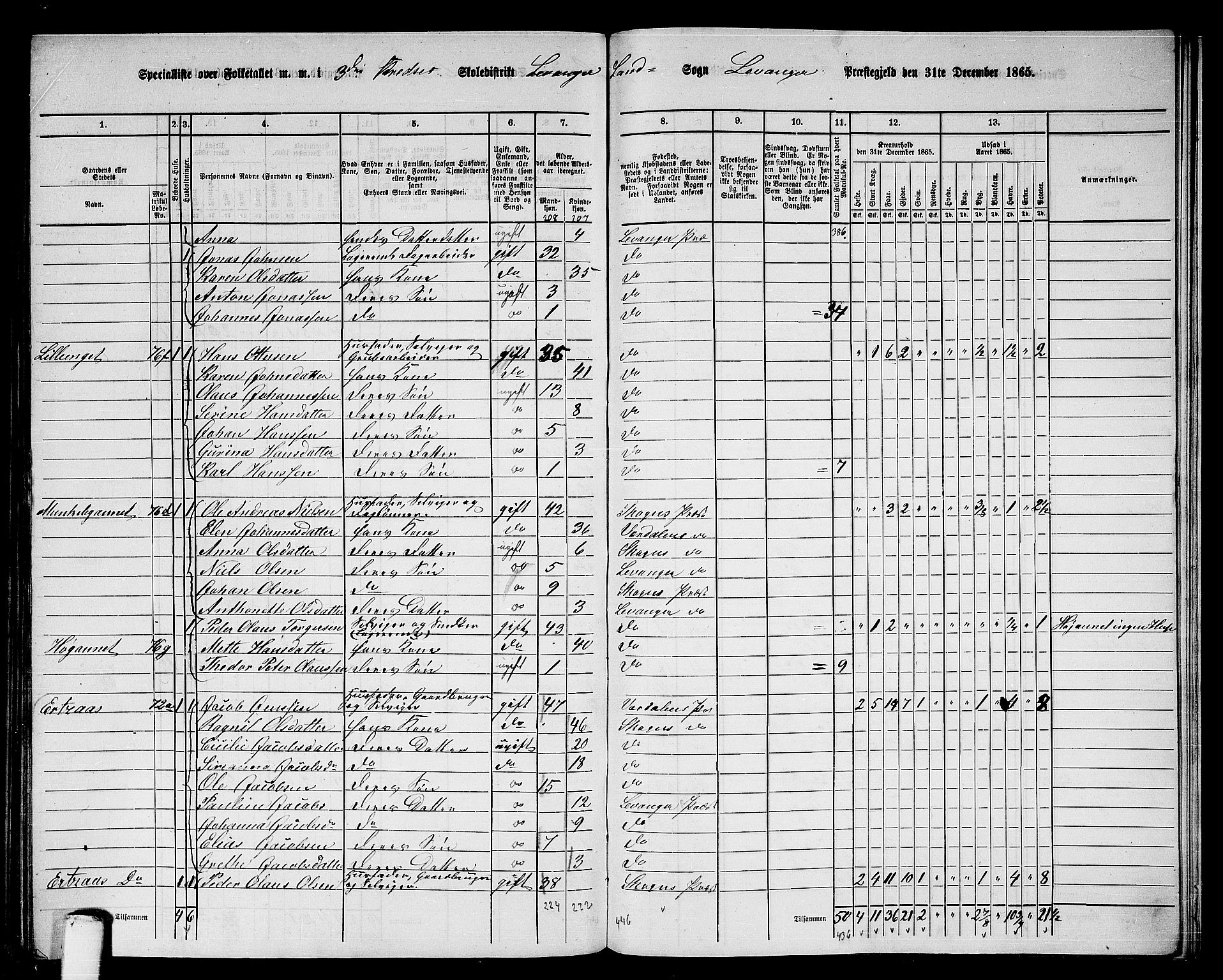 RA, 1865 census for Levanger/Levanger, 1865, p. 73