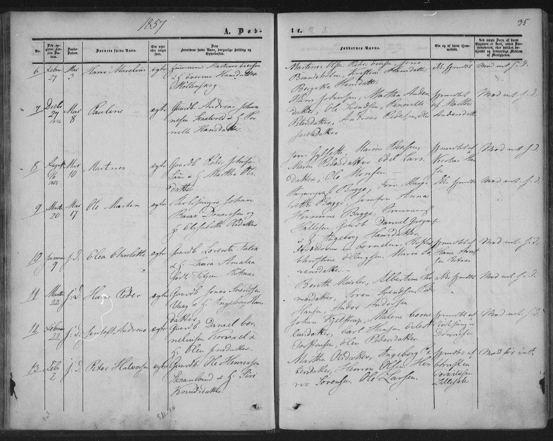 Ministerialprotokoller, klokkerbøker og fødselsregistre - Nordland, AV/SAT-A-1459/855/L0800: Parish register (official) no. 855A08, 1852-1864, p. 35