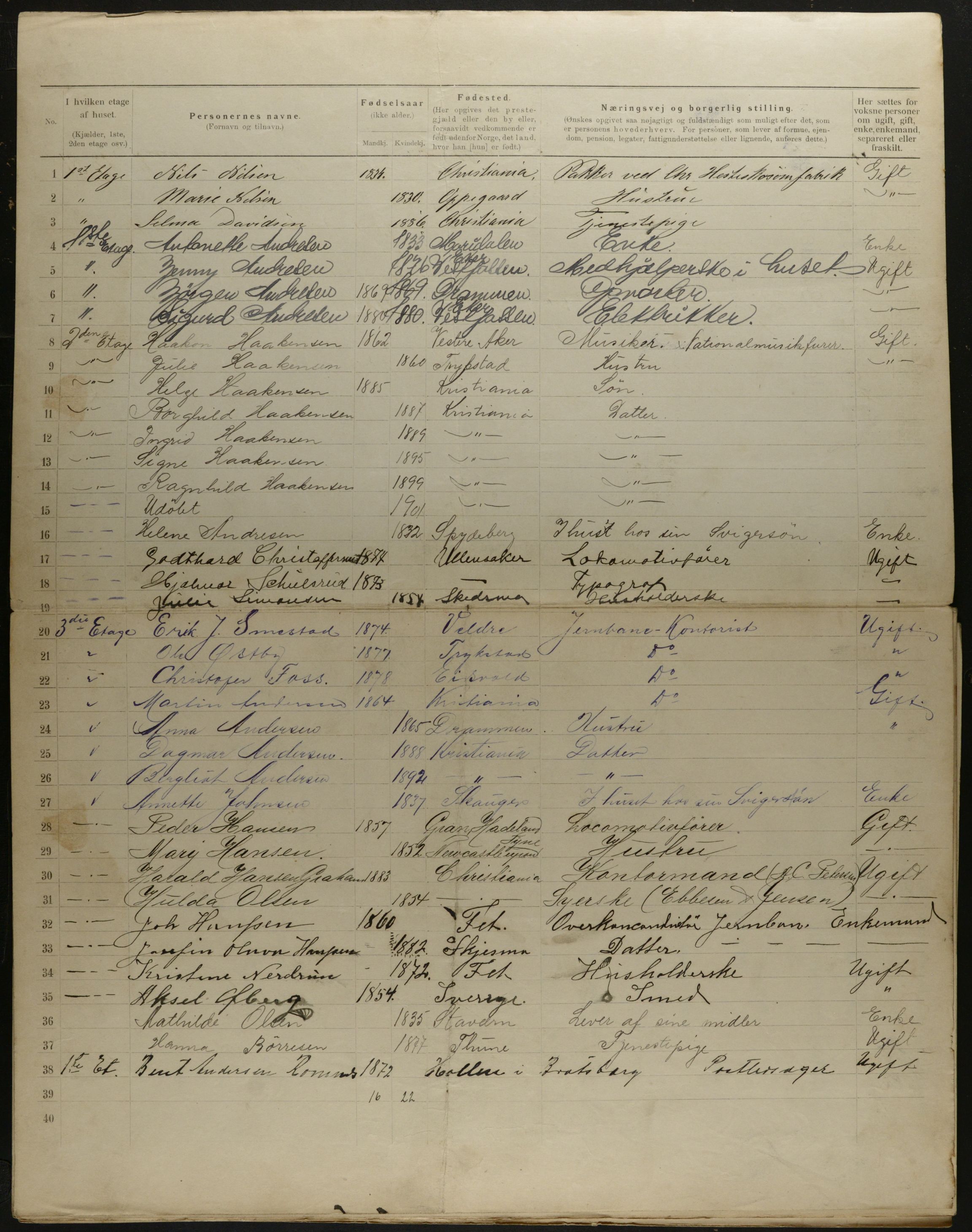 OBA, Municipal Census 1901 for Kristiania, 1901, p. 10427