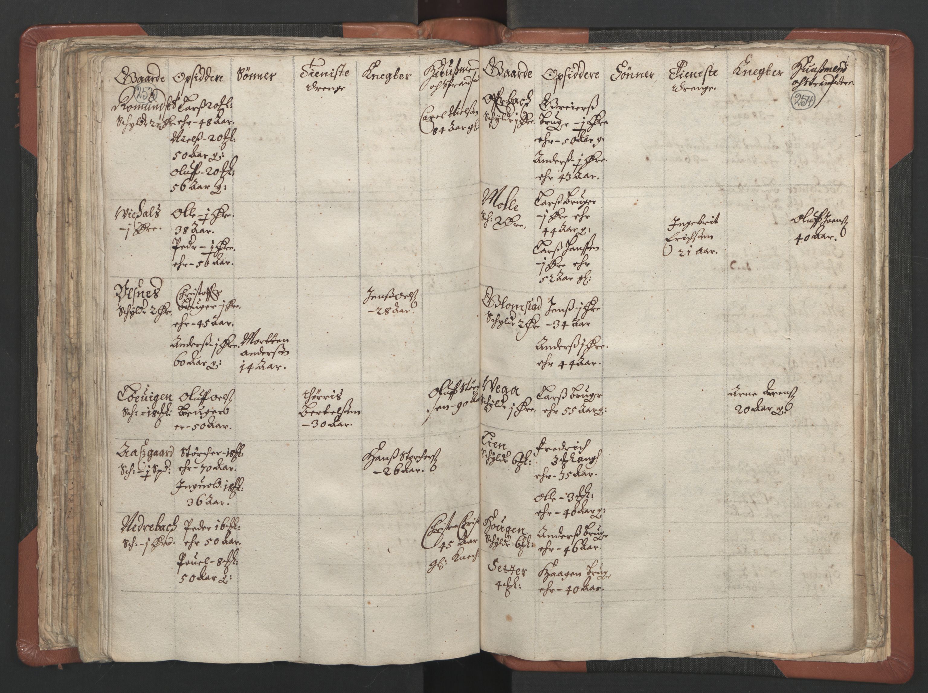 RA, Vicar's Census 1664-1666, no. 29: Nordmøre deanery, 1664-1666, p. 253-254