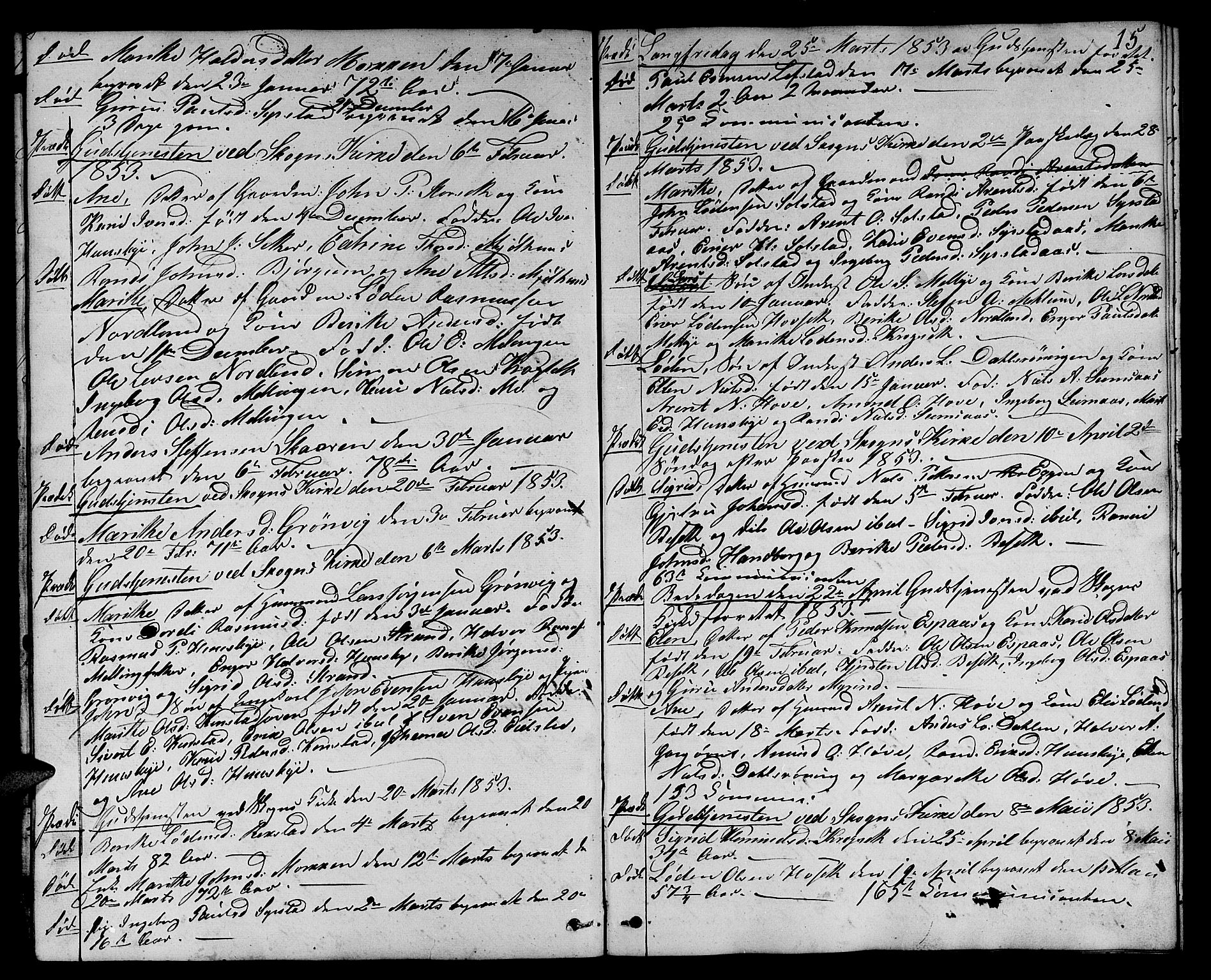 Ministerialprotokoller, klokkerbøker og fødselsregistre - Sør-Trøndelag, SAT/A-1456/667/L0797: Parish register (copy) no. 667C02, 1849-1867, p. 15