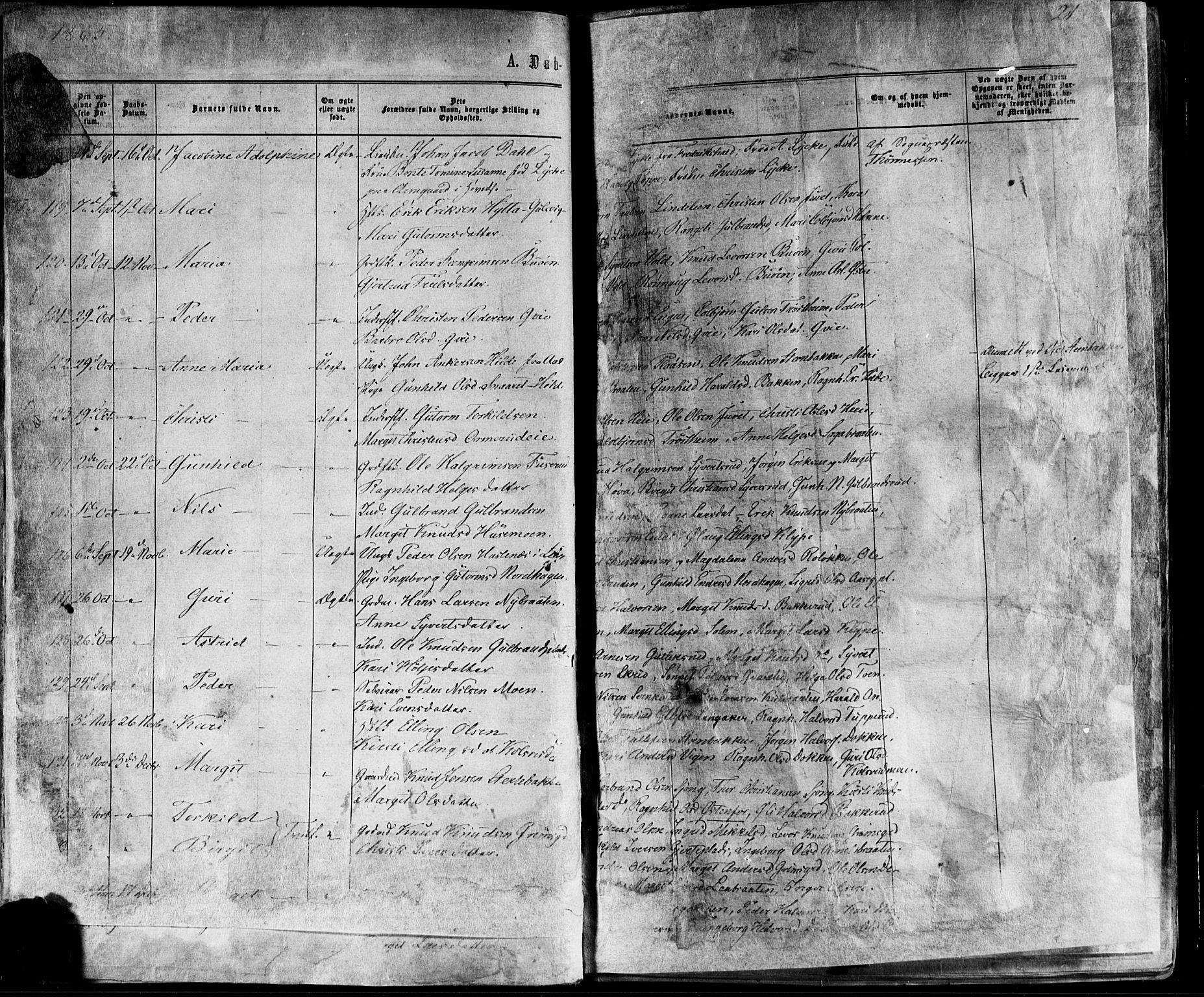Nes kirkebøker, SAKO/A-236/F/Fa/L0010: Parish register (official) no. 10, 1864-1880, p. 21