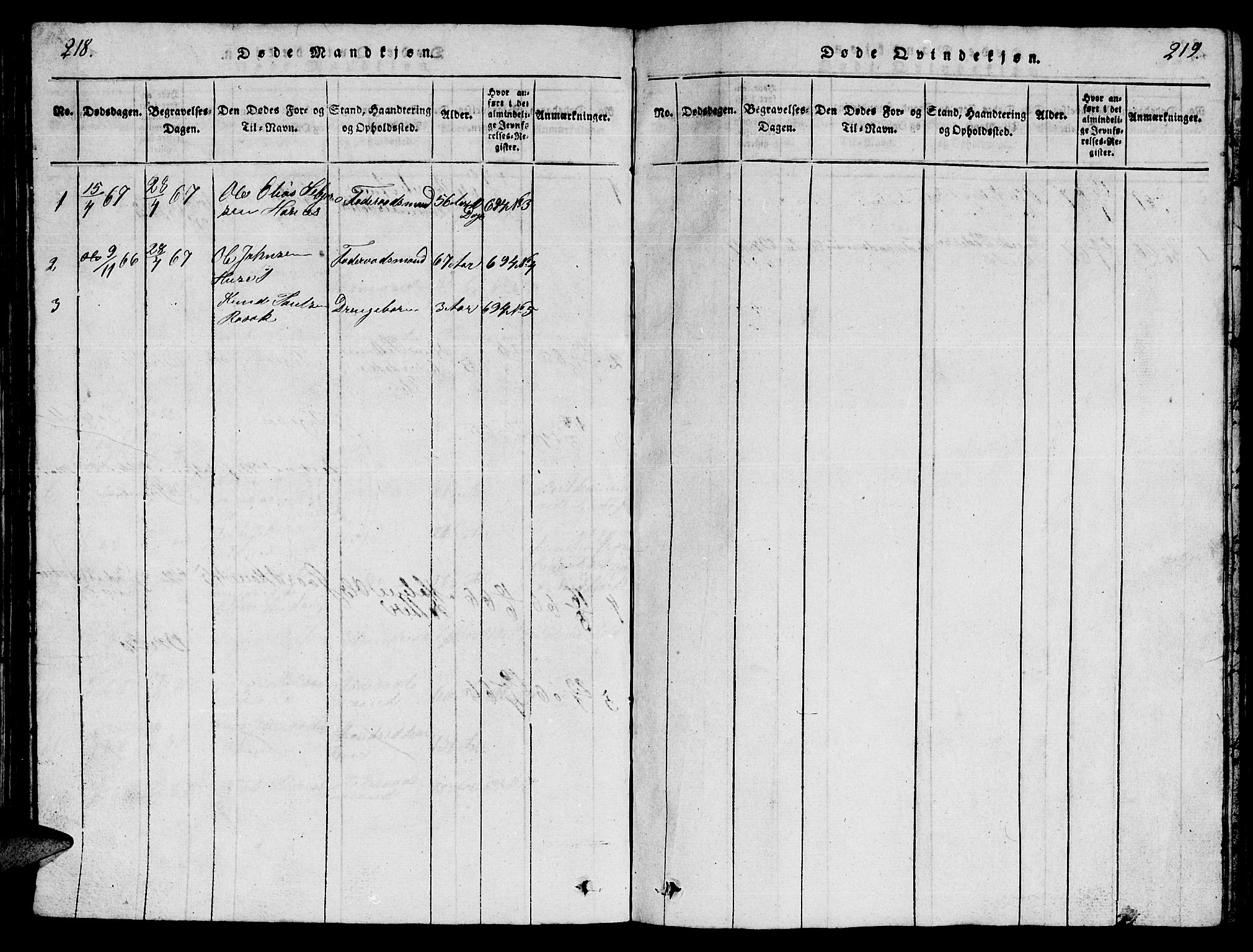 Ministerialprotokoller, klokkerbøker og fødselsregistre - Møre og Romsdal, AV/SAT-A-1454/561/L0731: Parish register (copy) no. 561C01, 1817-1867, p. 218-219