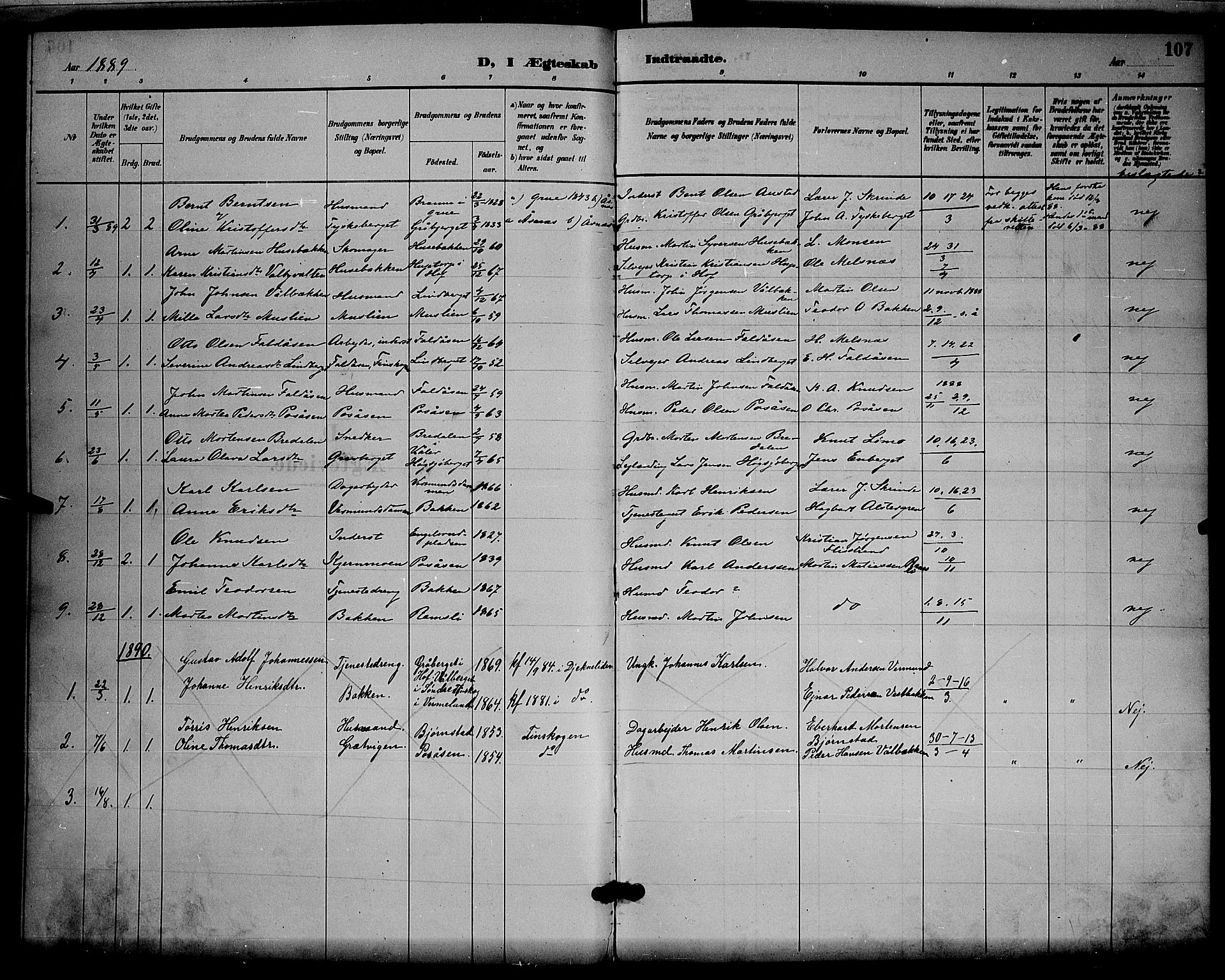 Åsnes prestekontor, SAH/PREST-042/H/Ha/Hab/L0003: Parish register (copy) no. 3, 1890-1902, p. 107