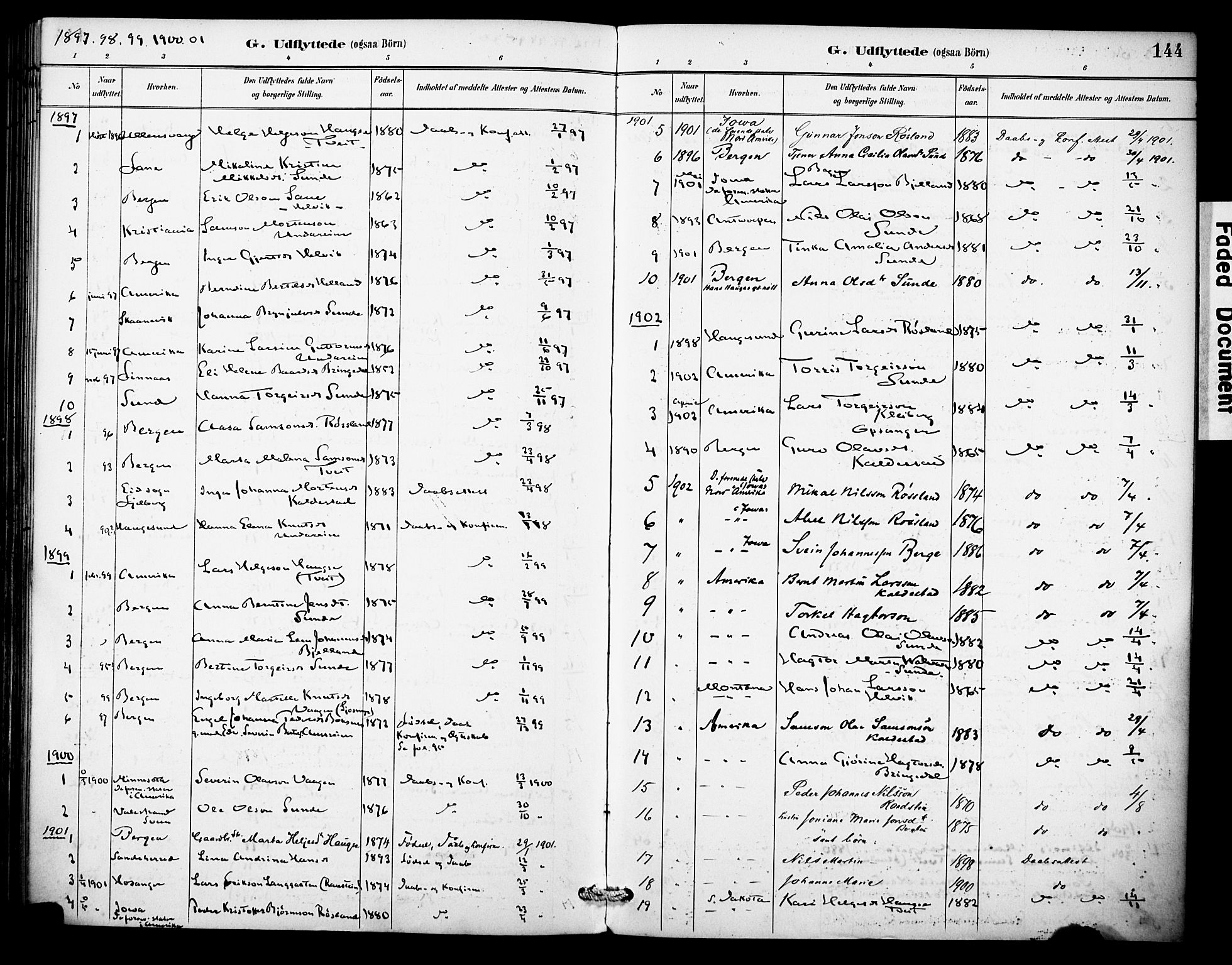 Kvinnherad sokneprestembete, AV/SAB-A-76401/H/Haa: Parish register (official) no. D 1, 1887-1910, p. 144