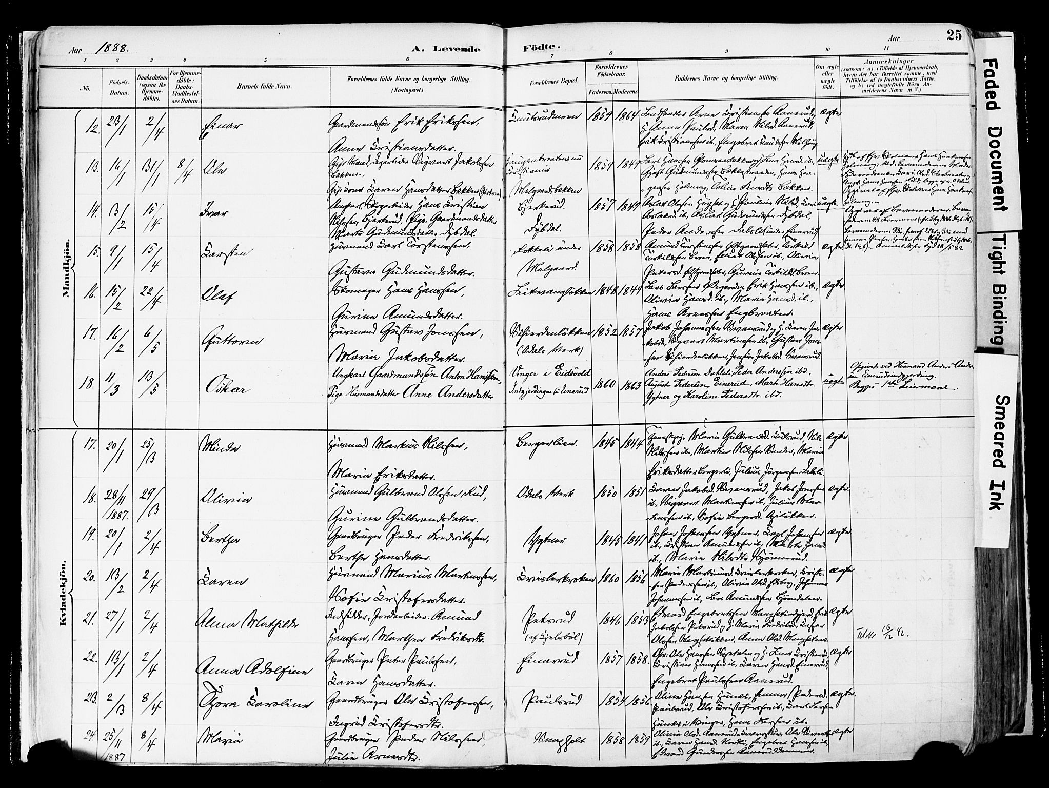 Sør-Odal prestekontor, AV/SAH-PREST-030/H/Ha/Haa/L0006: Parish register (official) no. 6, 1886-1931, p. 25