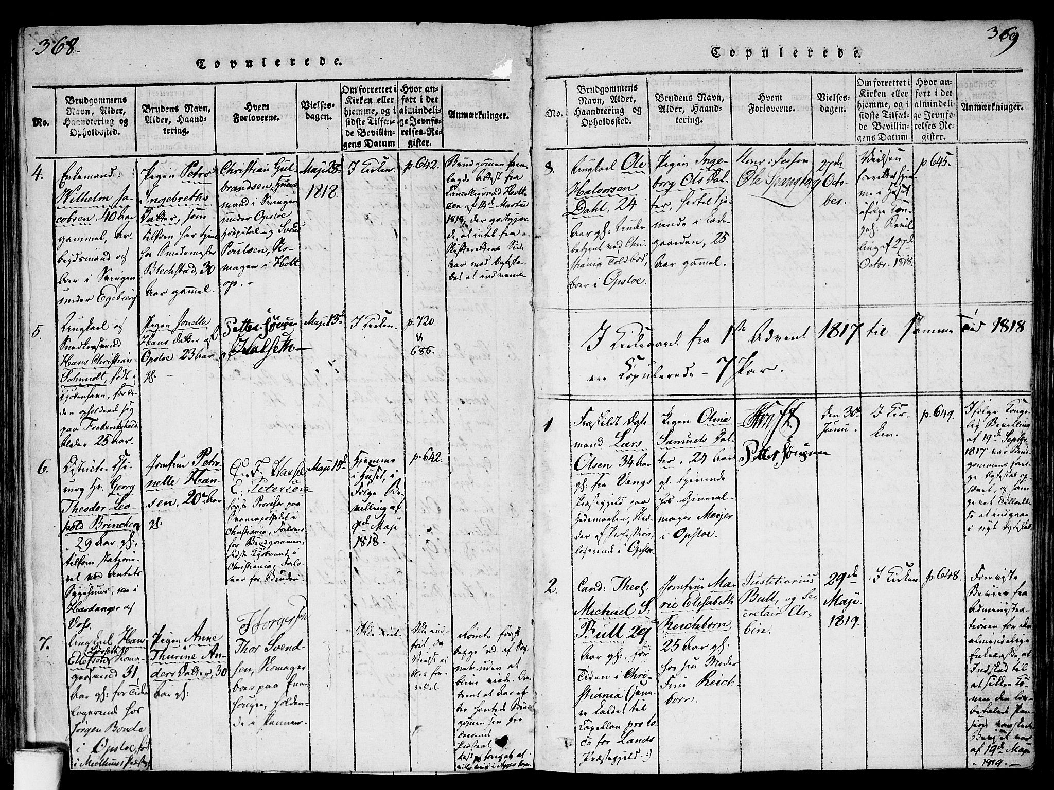 Gamlebyen prestekontor Kirkebøker, SAO/A-10884/F/Fa/L0002: Parish register (official) no. 2, 1817-1829, p. 368-369