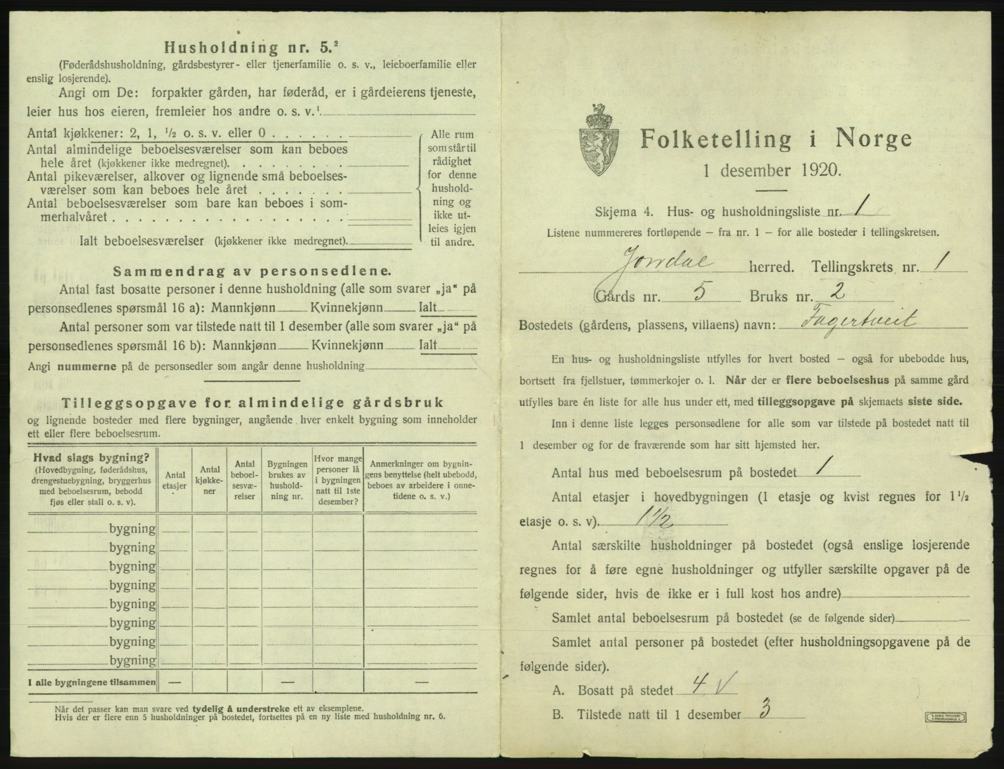 SAB, 1920 census for Jondal, 1920, p. 31