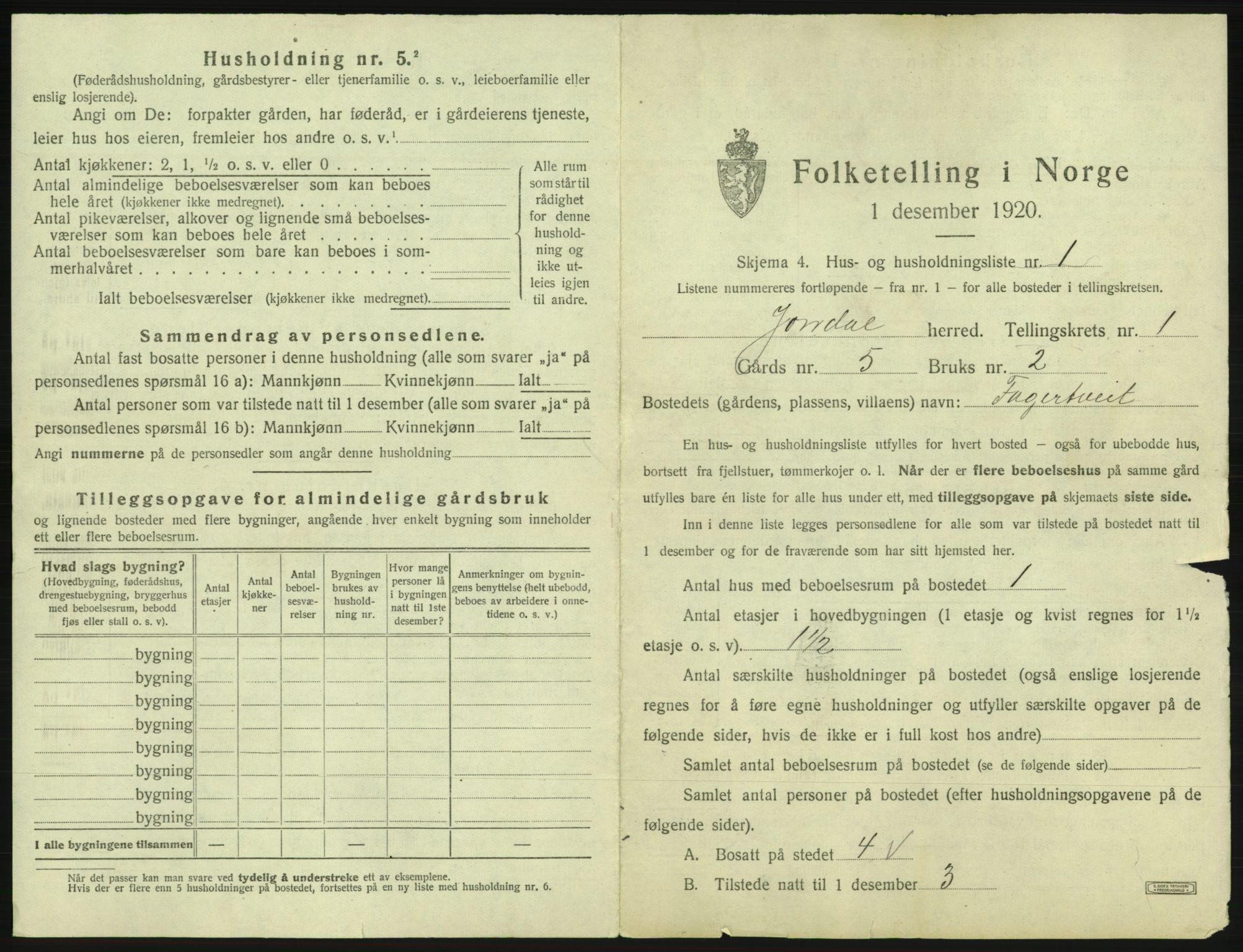 SAB, 1920 census for Jondal, 1920, p. 31