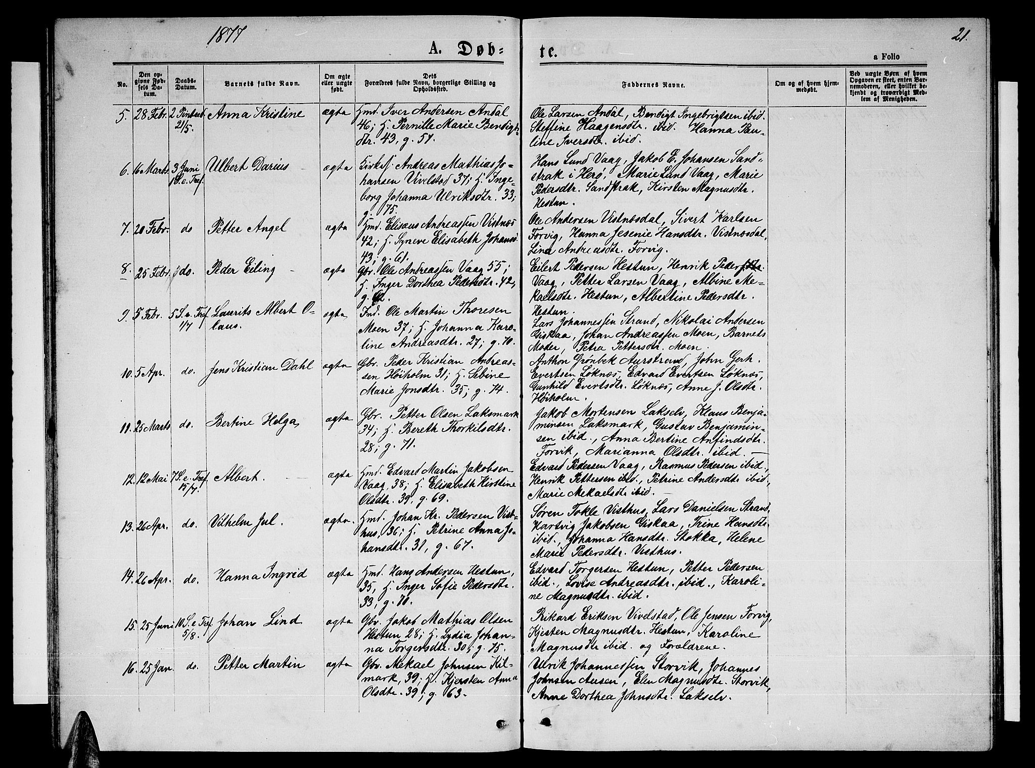 Ministerialprotokoller, klokkerbøker og fødselsregistre - Nordland, AV/SAT-A-1459/819/L0276: Parish register (copy) no. 819C02, 1869-1887, p. 21