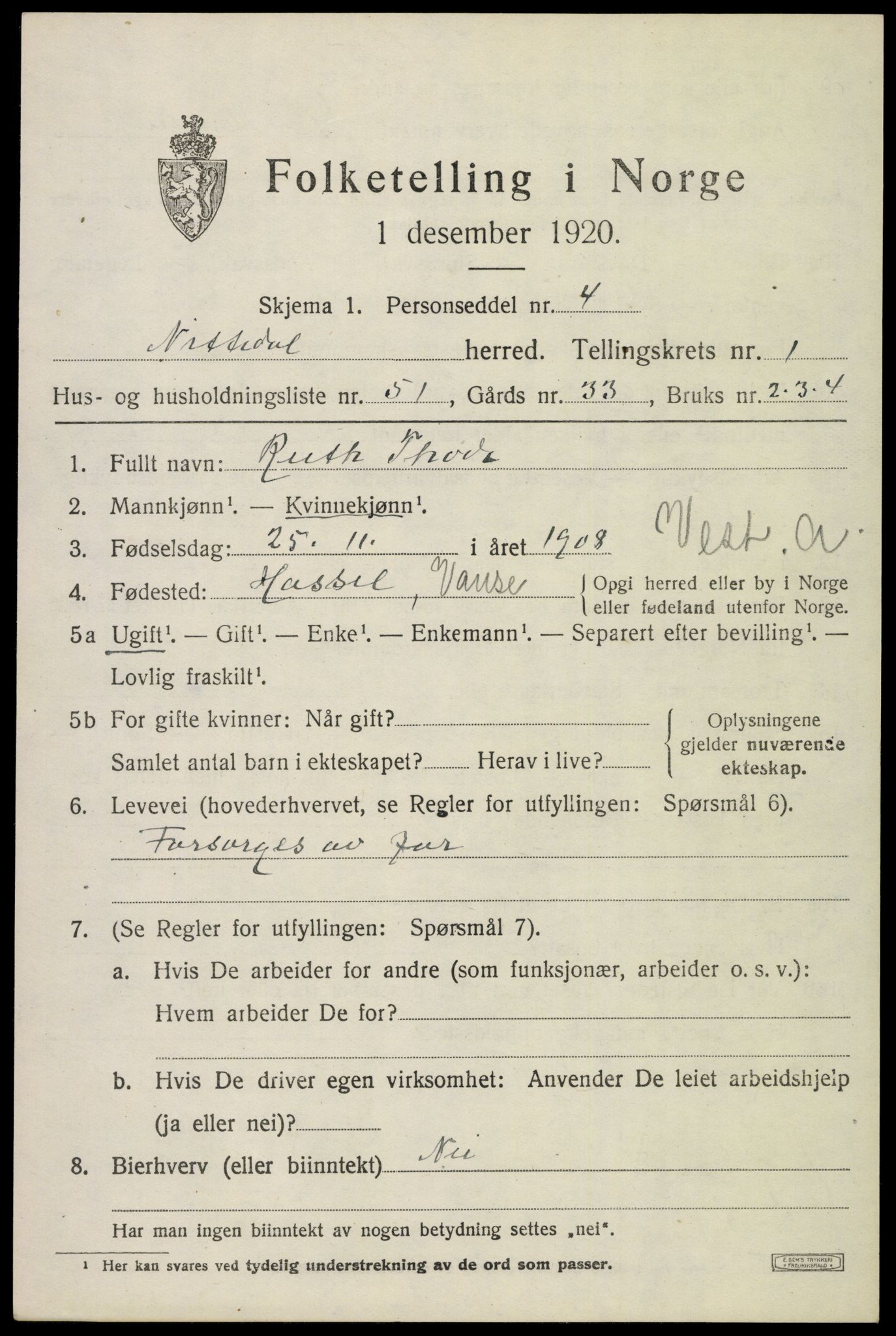 SAO, 1920 census for Nittedal, 1920, p. 1804