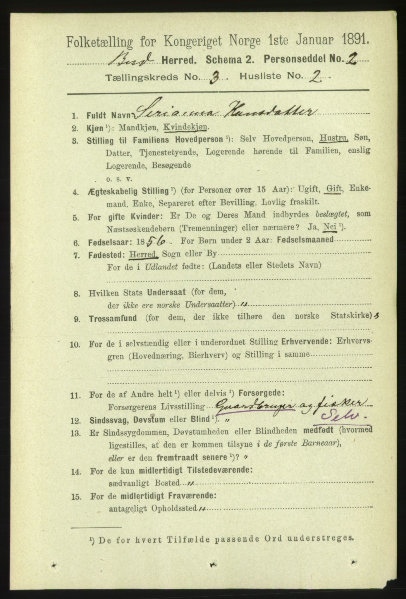 RA, 1891 census for 1549 Bud, 1891, p. 1487