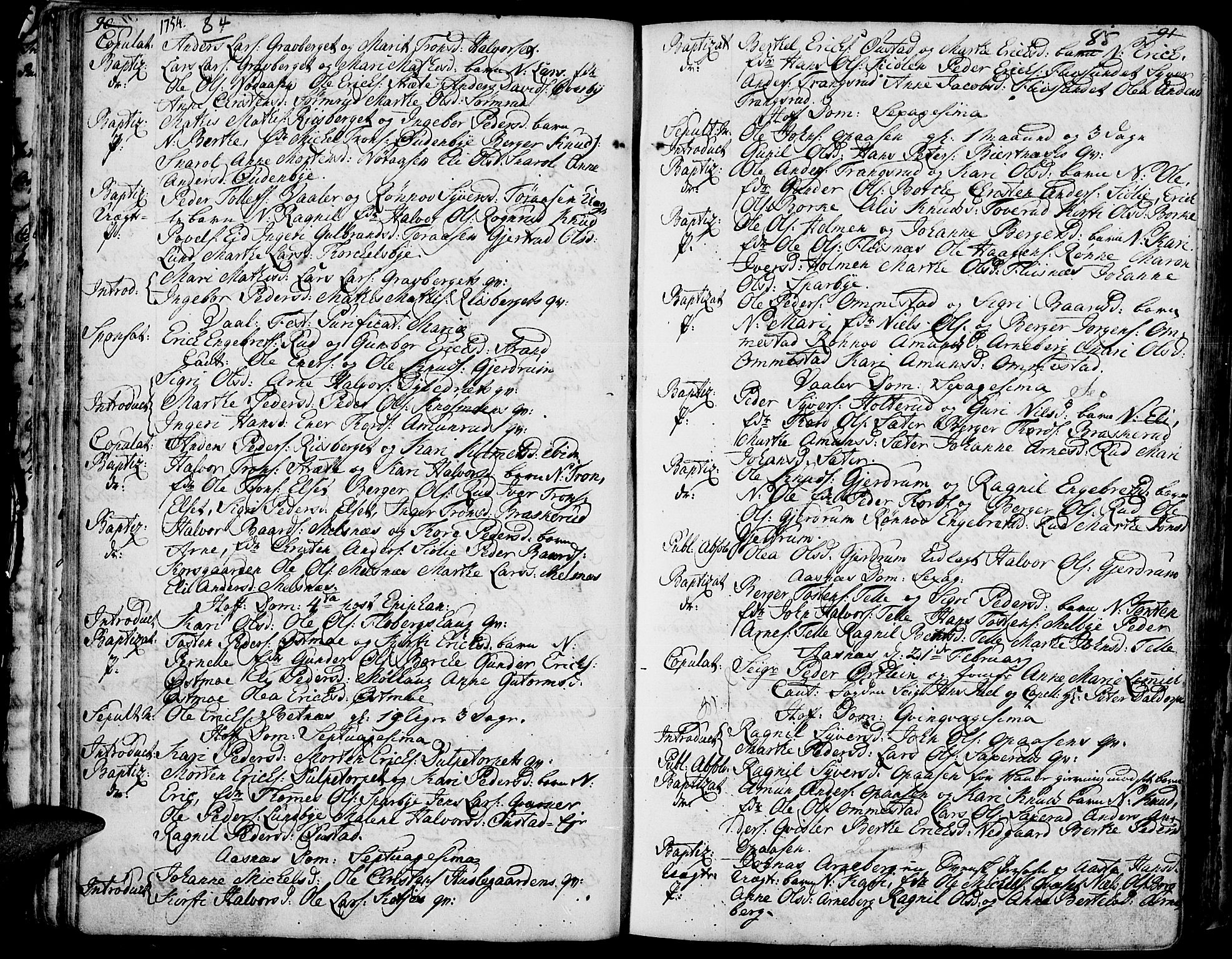 Hof prestekontor, AV/SAH-PREST-038/H/Ha/Haa/L0003: Parish register (official) no. 3, 1750-1789, p. 84-85
