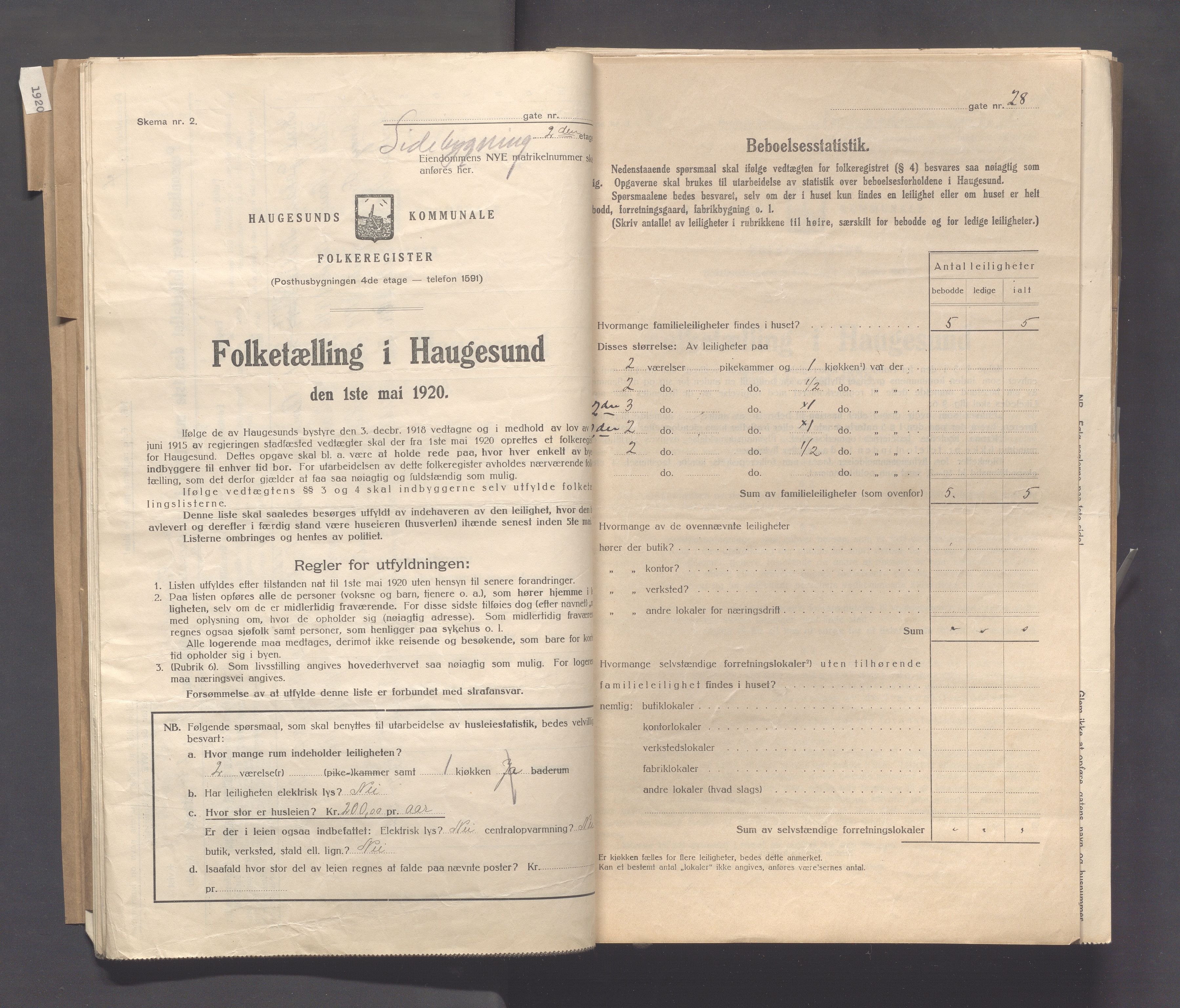 IKAR, Local census 1.5.1920 for Haugesund, 1920, p. 1149