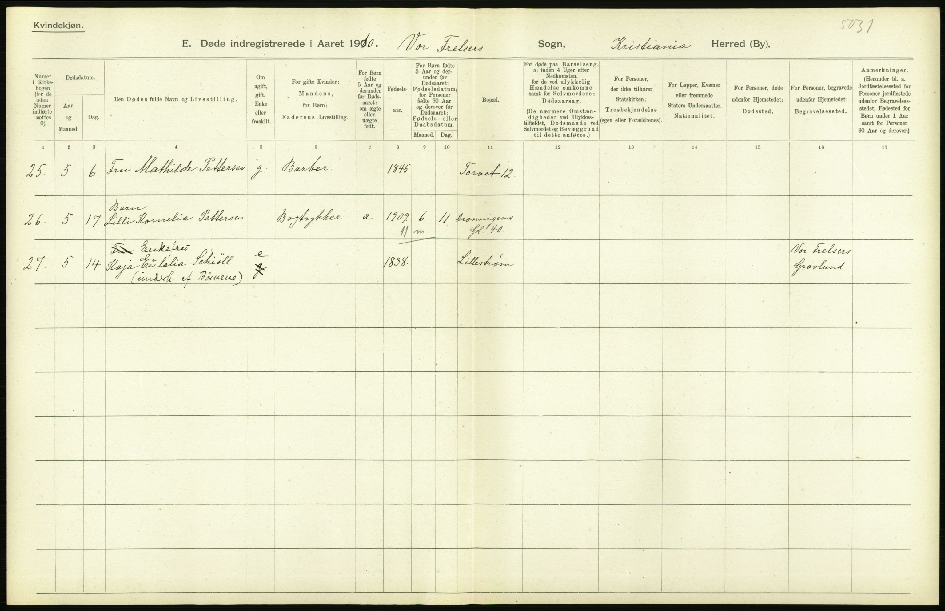 Statistisk sentralbyrå, Sosiodemografiske emner, Befolkning, RA/S-2228/D/Df/Dfa/Dfah/L0008: Kristiania: Døde, 1910, p. 468