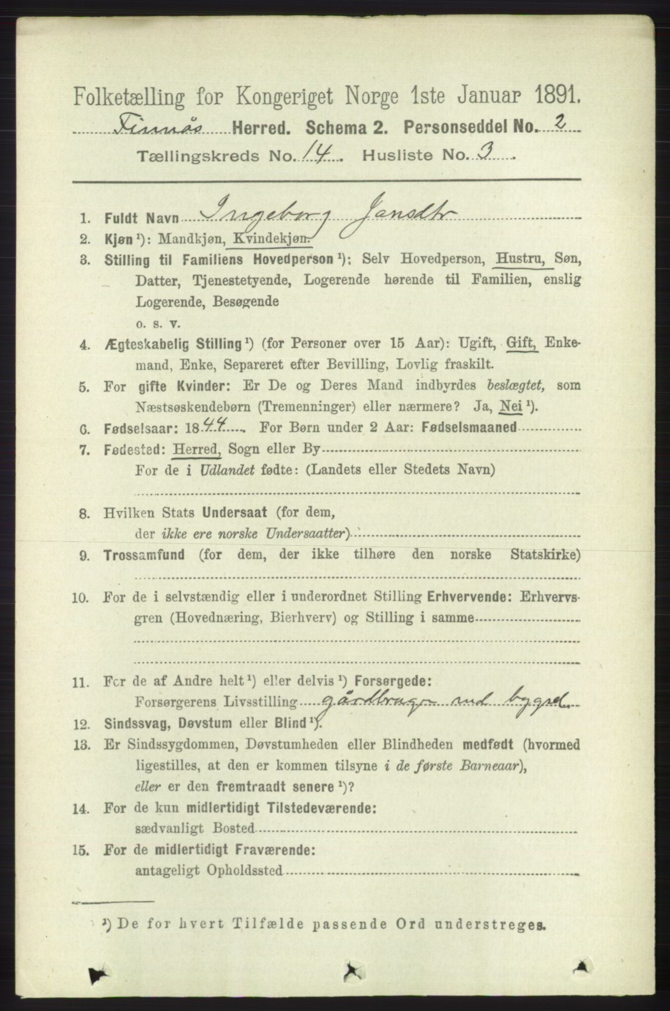 RA, 1891 census for 1218 Finnås, 1891, p. 5715