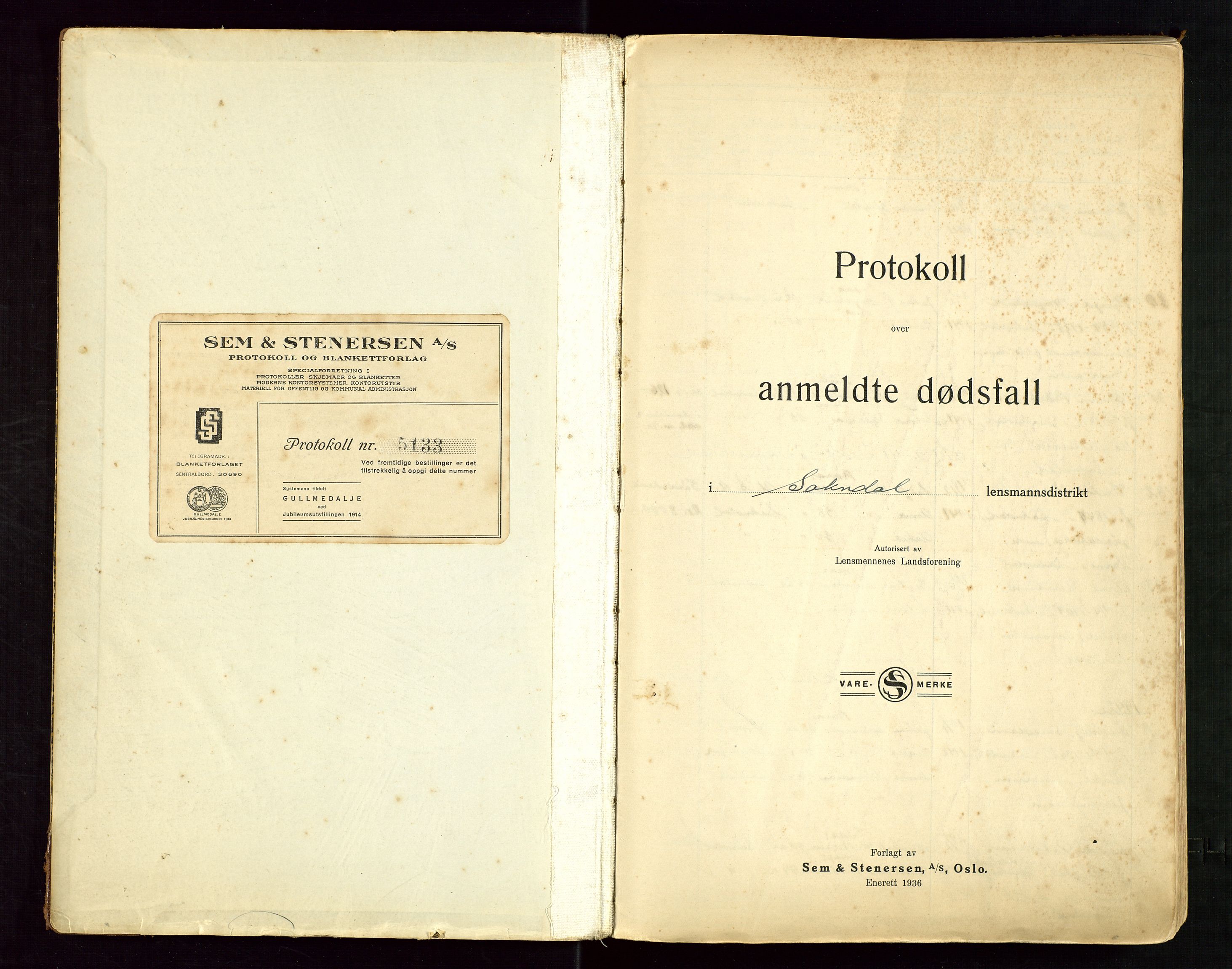 Sokndal lensmannskontor, AV/SAST-A-100417/Gga/L0004: "Protokoll over anmeldte dødsfall", 1941-1958