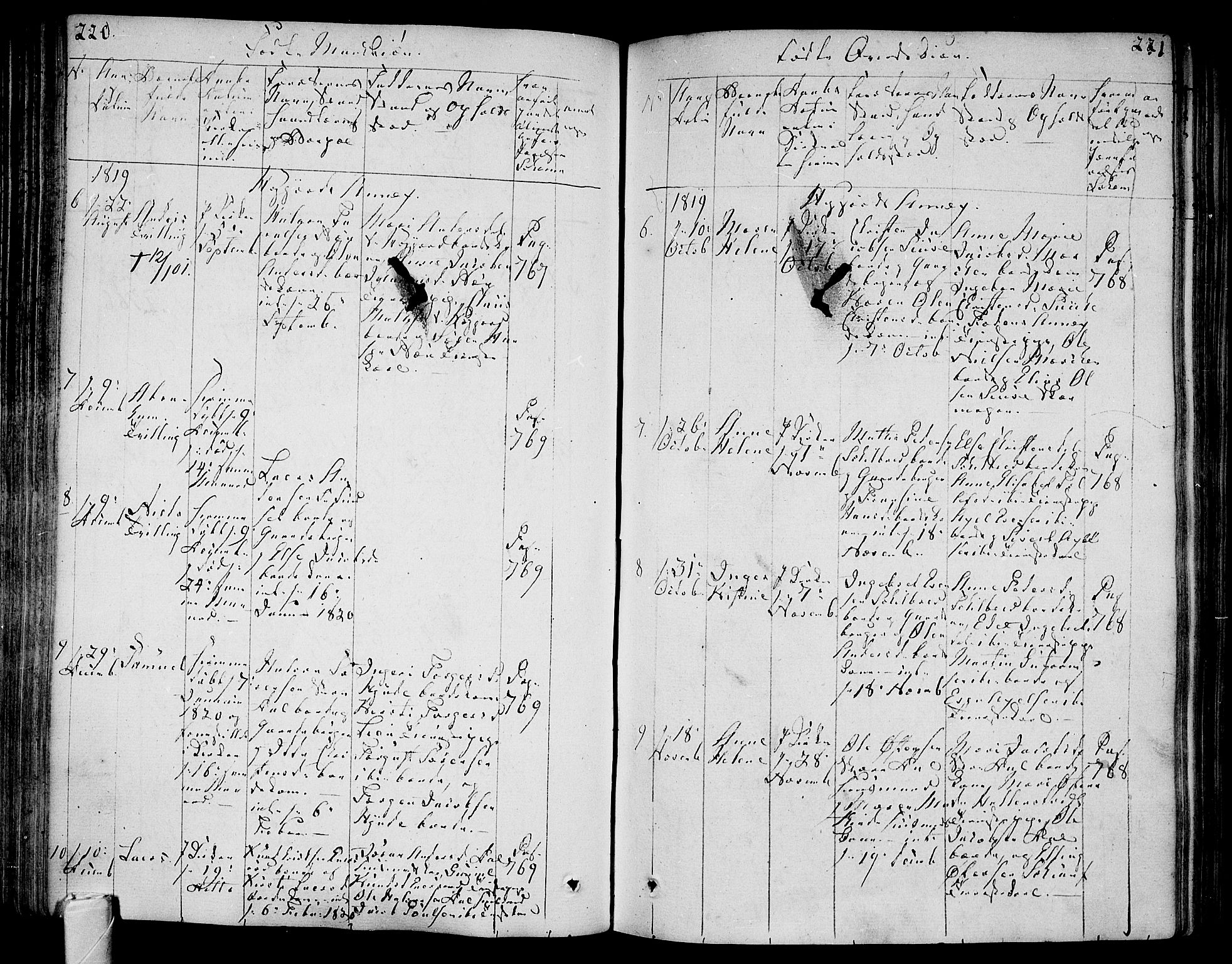 Andebu kirkebøker, AV/SAKO-A-336/F/Fa/L0003: Parish register (official) no. 3 /2, 1815-1828, p. 220-221