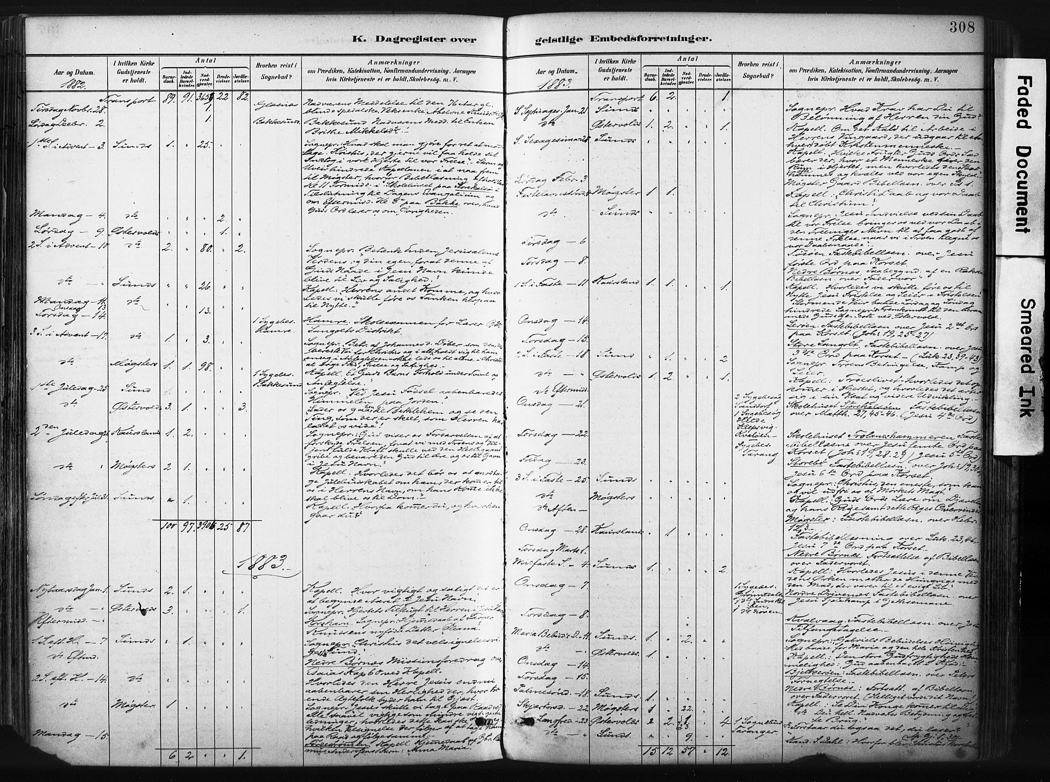 Sund sokneprestembete, SAB/A-99930: Parish register (official) no. B 1, 1882-1907, p. 308