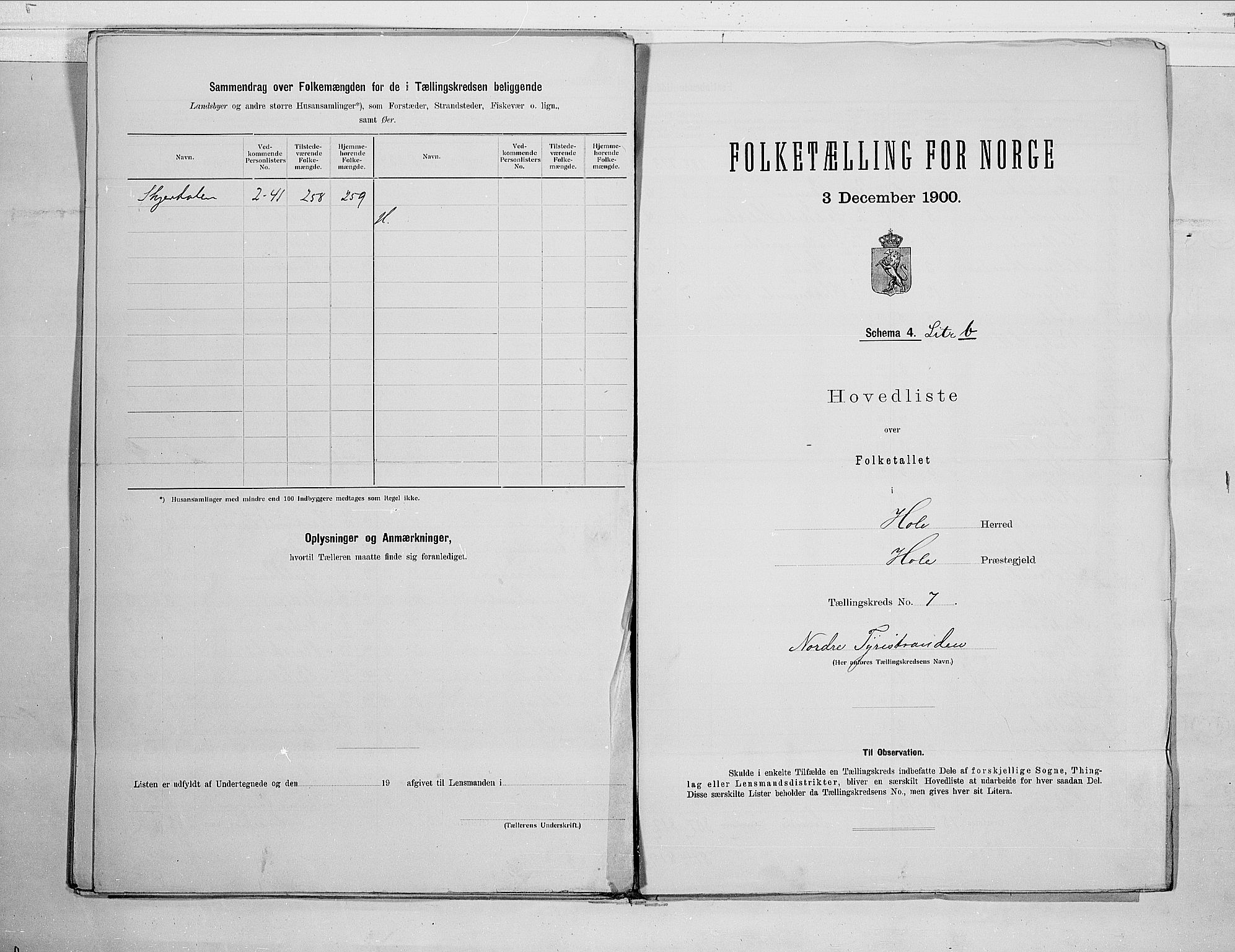 RA, 1900 census for Hole, 1900, p. 20