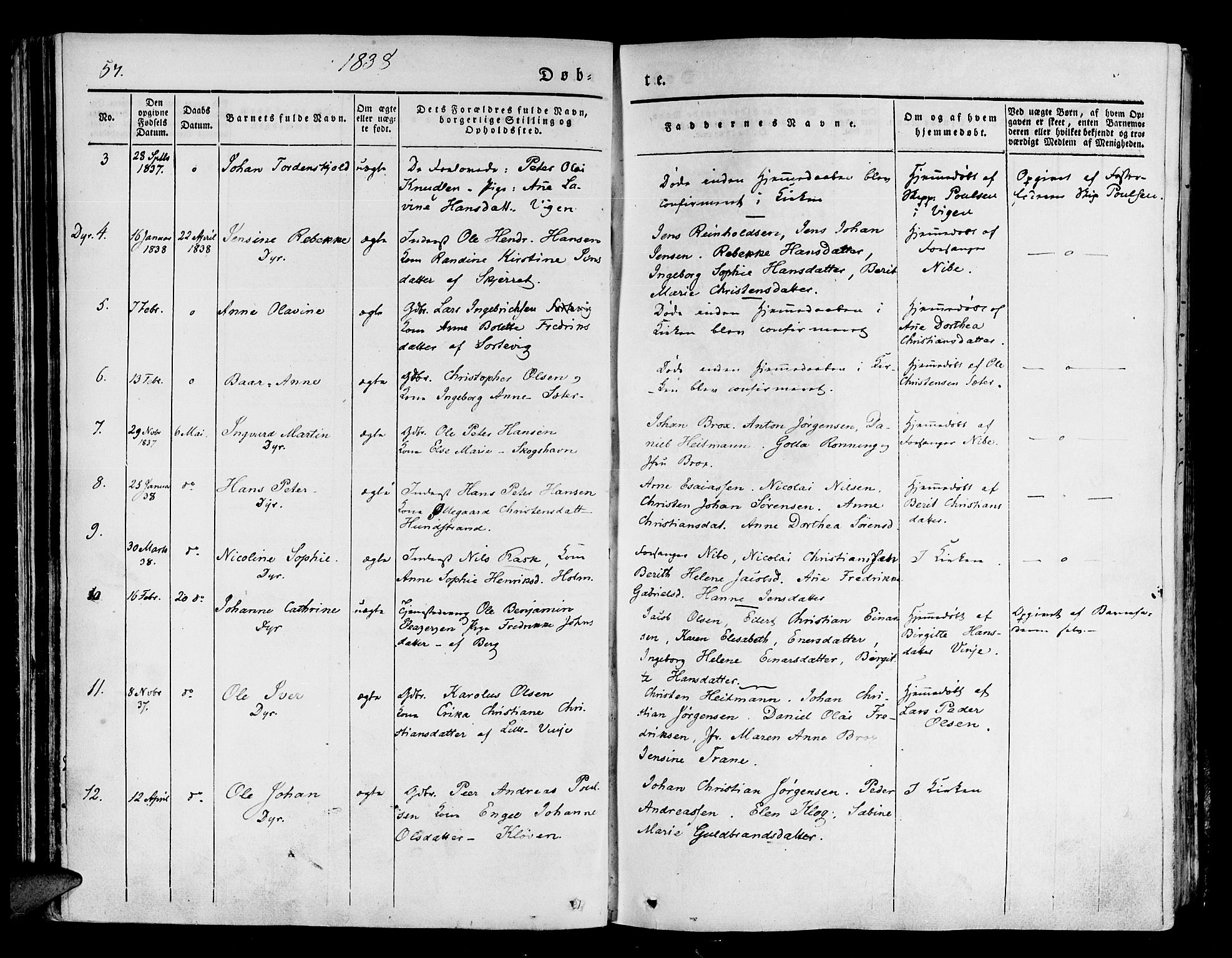 Tranøy sokneprestkontor, SATØ/S-1313/I/Ia/Iaa/L0005kirke: Parish register (official) no. 5, 1829-1844, p. 57