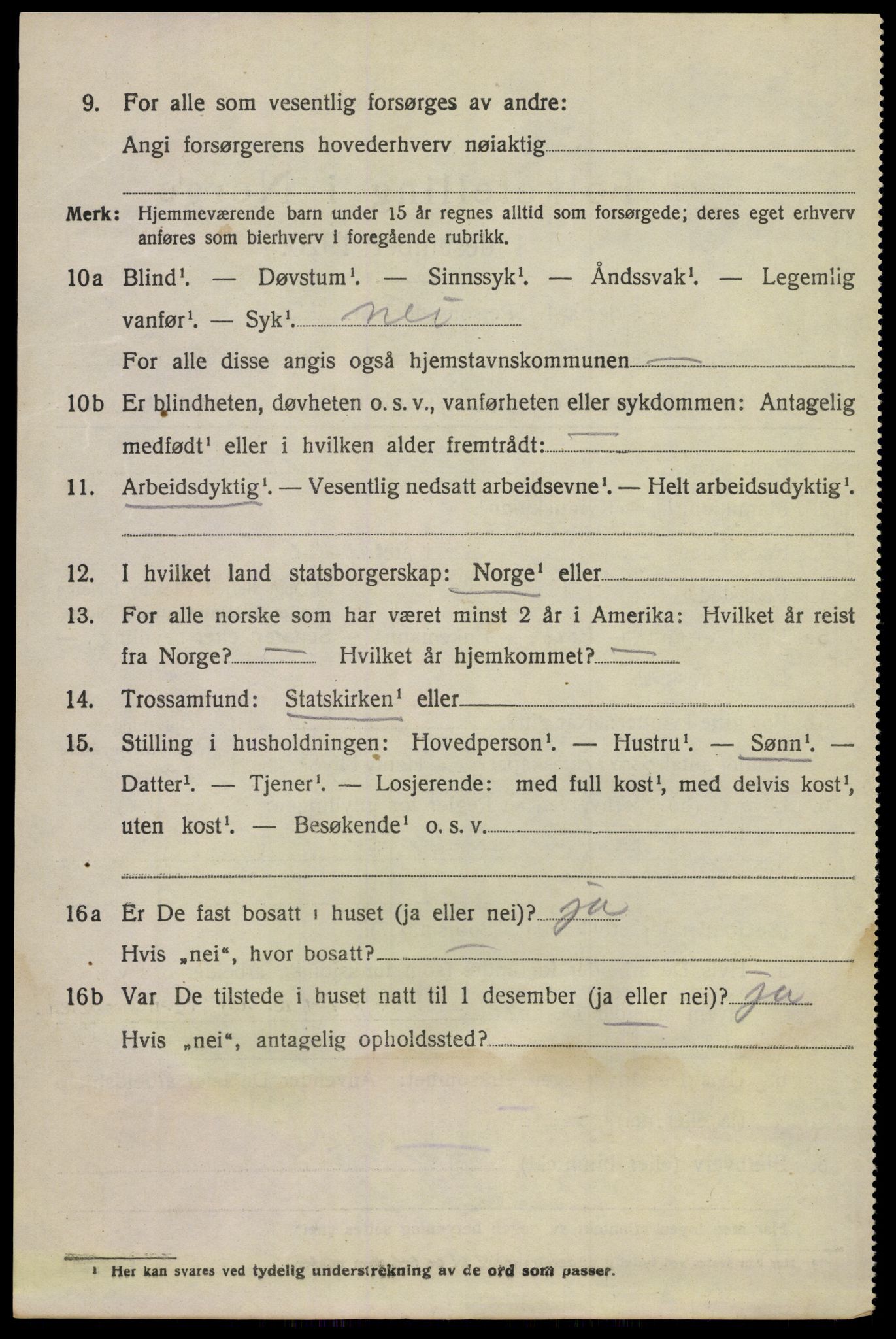 SAKO, 1920 census for Lunde, 1920, p. 2982