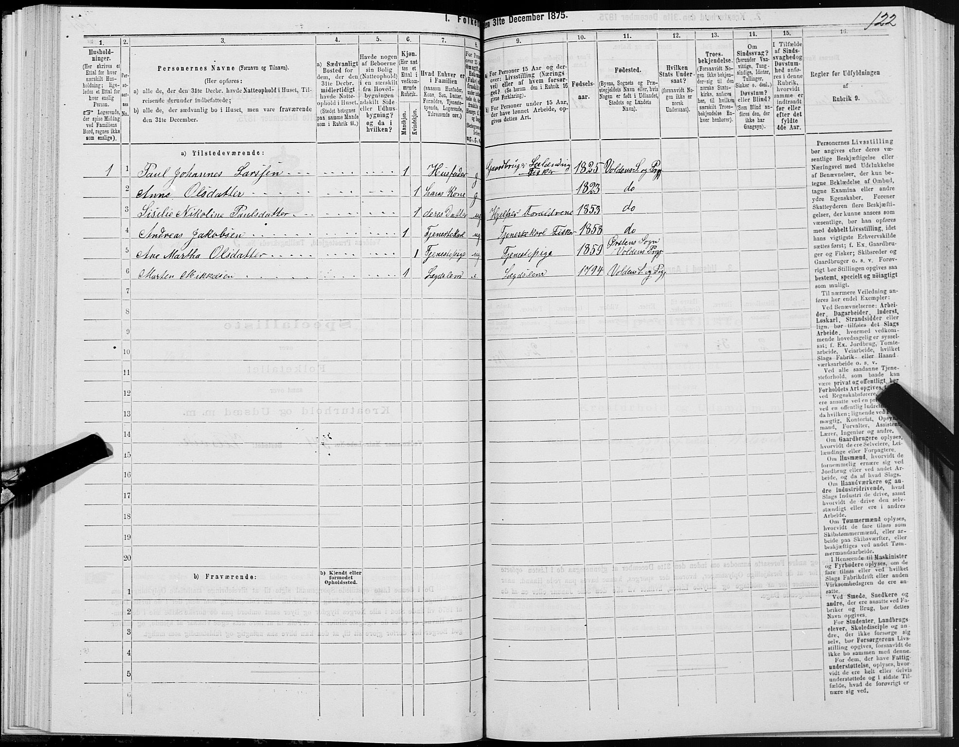 SAT, 1875 census for 1519P Volda, 1875, p. 4122