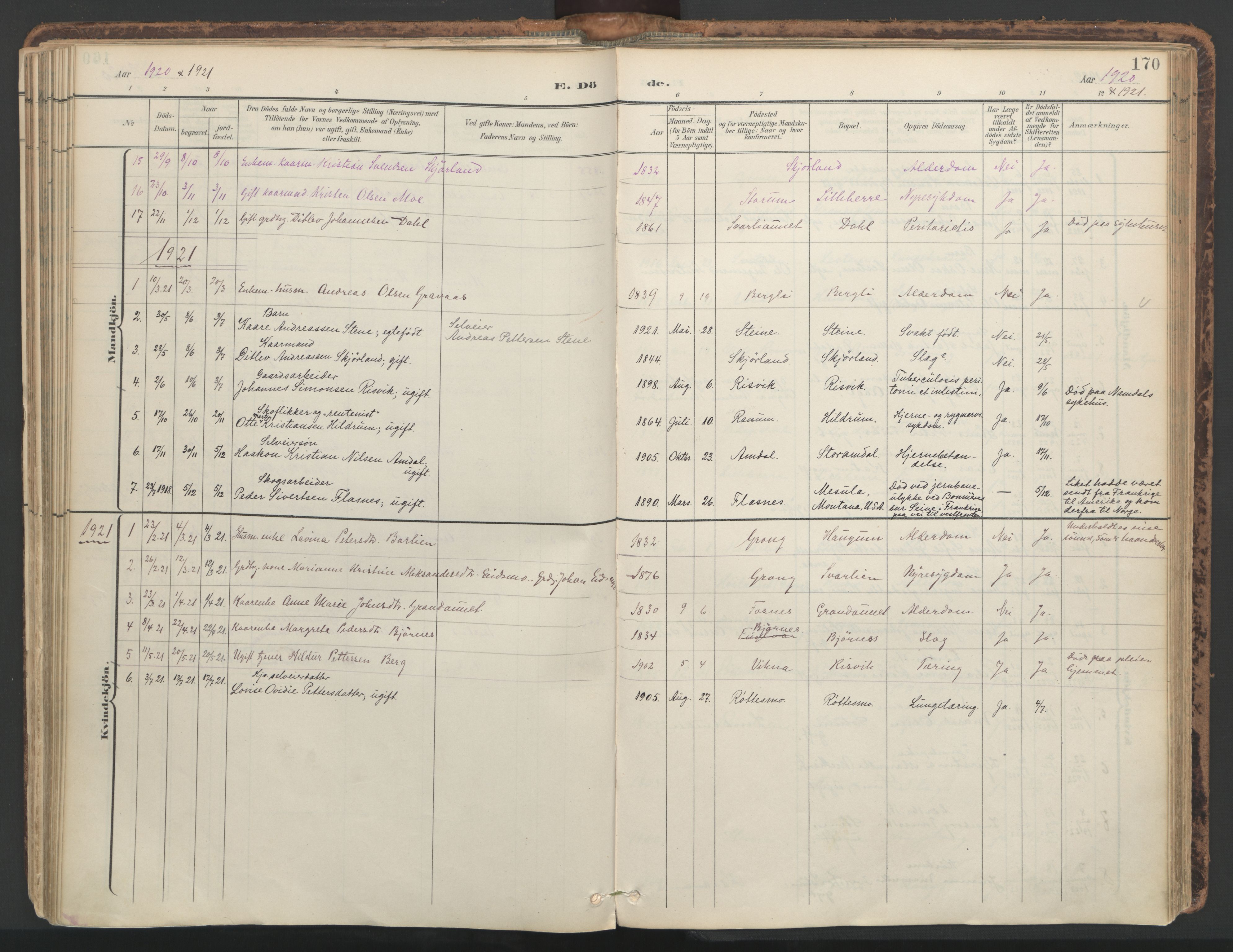 Ministerialprotokoller, klokkerbøker og fødselsregistre - Nord-Trøndelag, SAT/A-1458/764/L0556: Parish register (official) no. 764A11, 1897-1924, p. 170