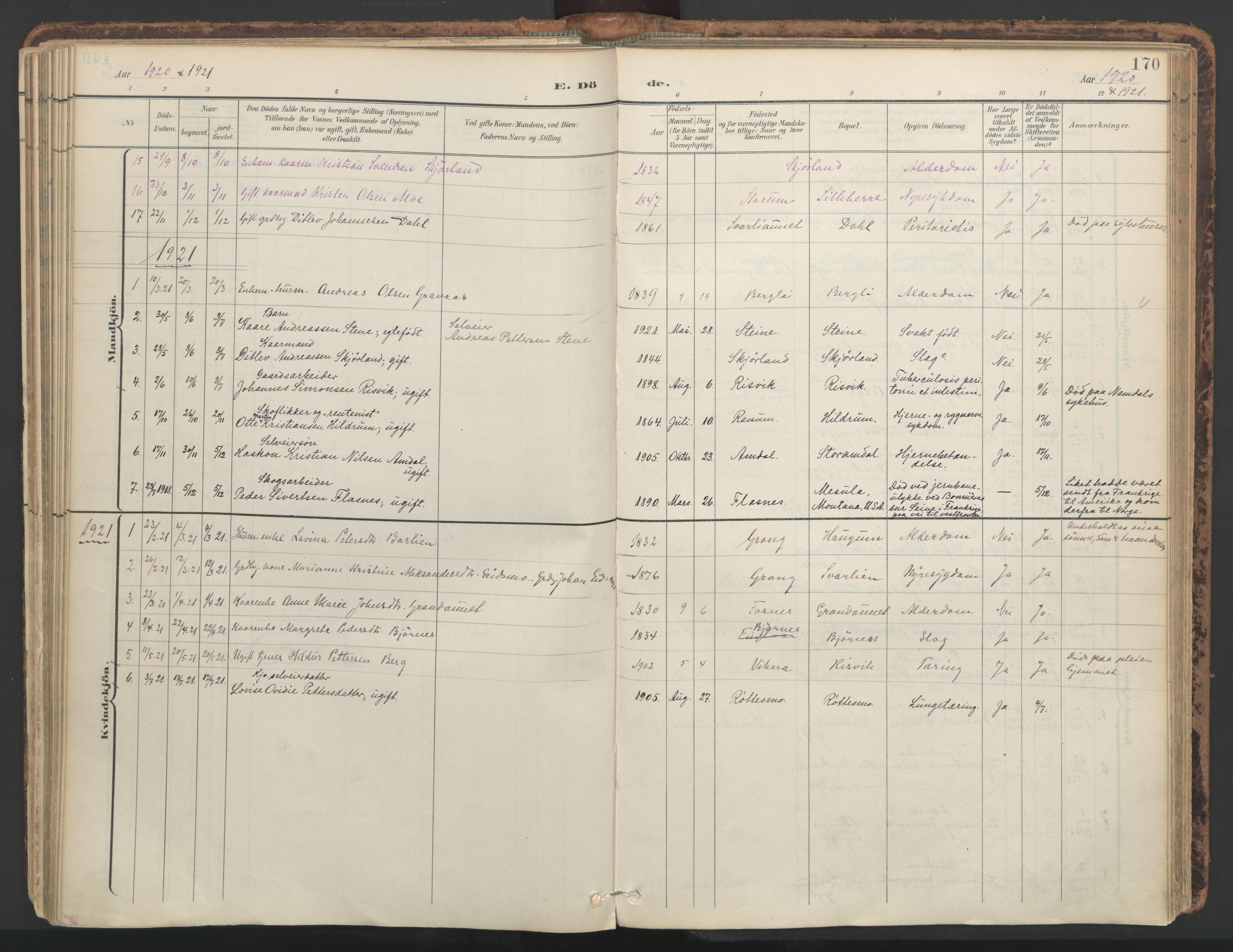 Ministerialprotokoller, klokkerbøker og fødselsregistre - Nord-Trøndelag, AV/SAT-A-1458/764/L0556: Parish register (official) no. 764A11, 1897-1924, p. 170