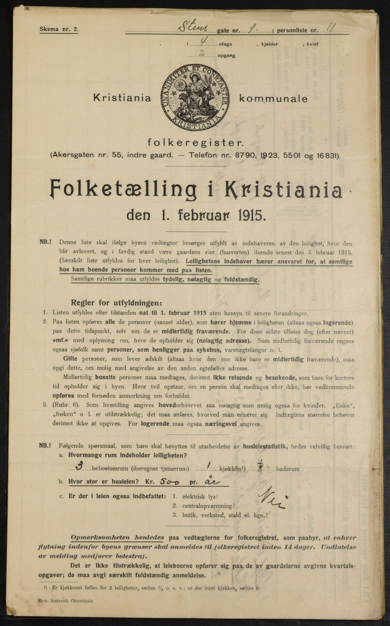 OBA, Municipal Census 1915 for Kristiania, 1915, p. 101736