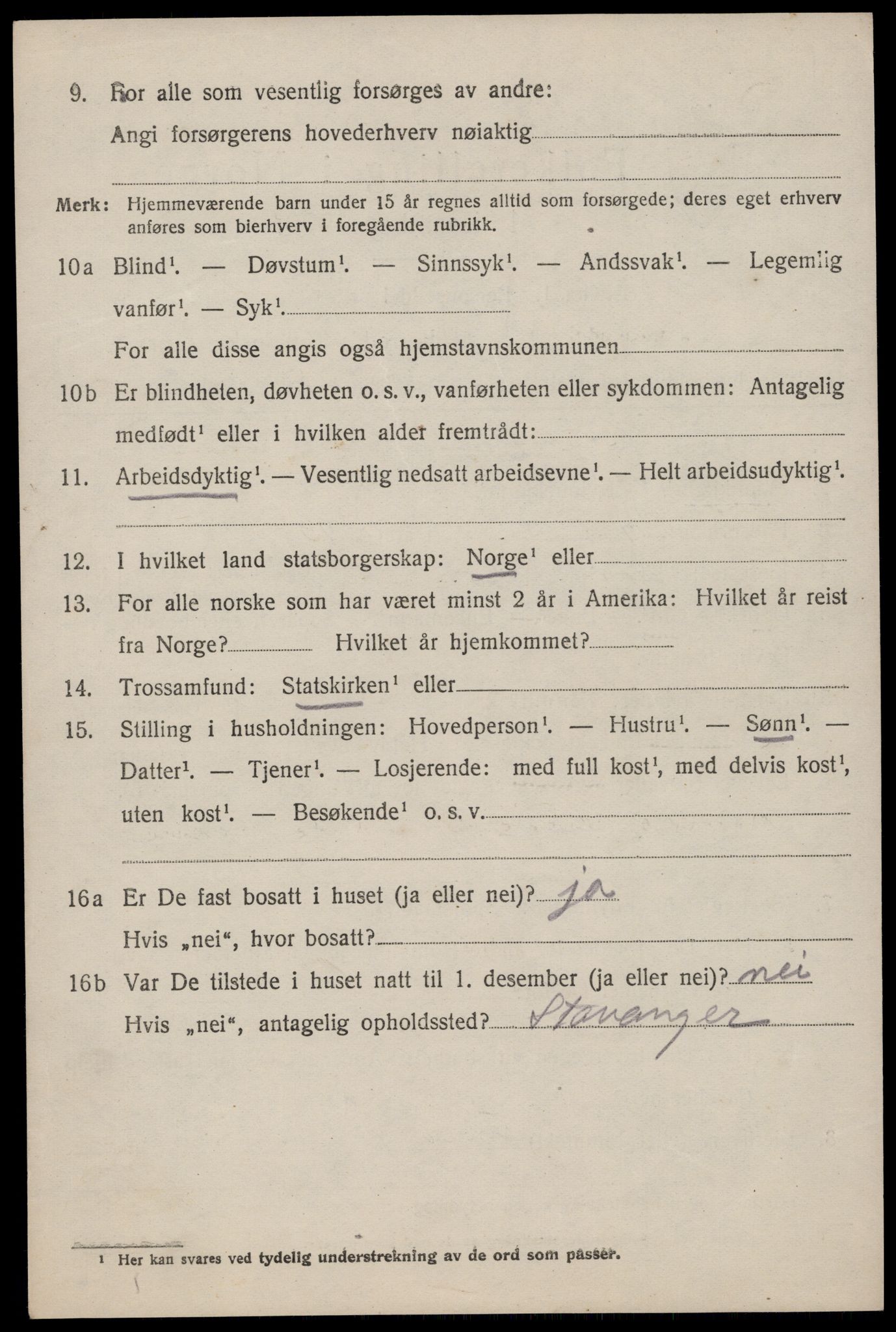 SAST, 1920 census for Sokndal, 1920, p. 1720