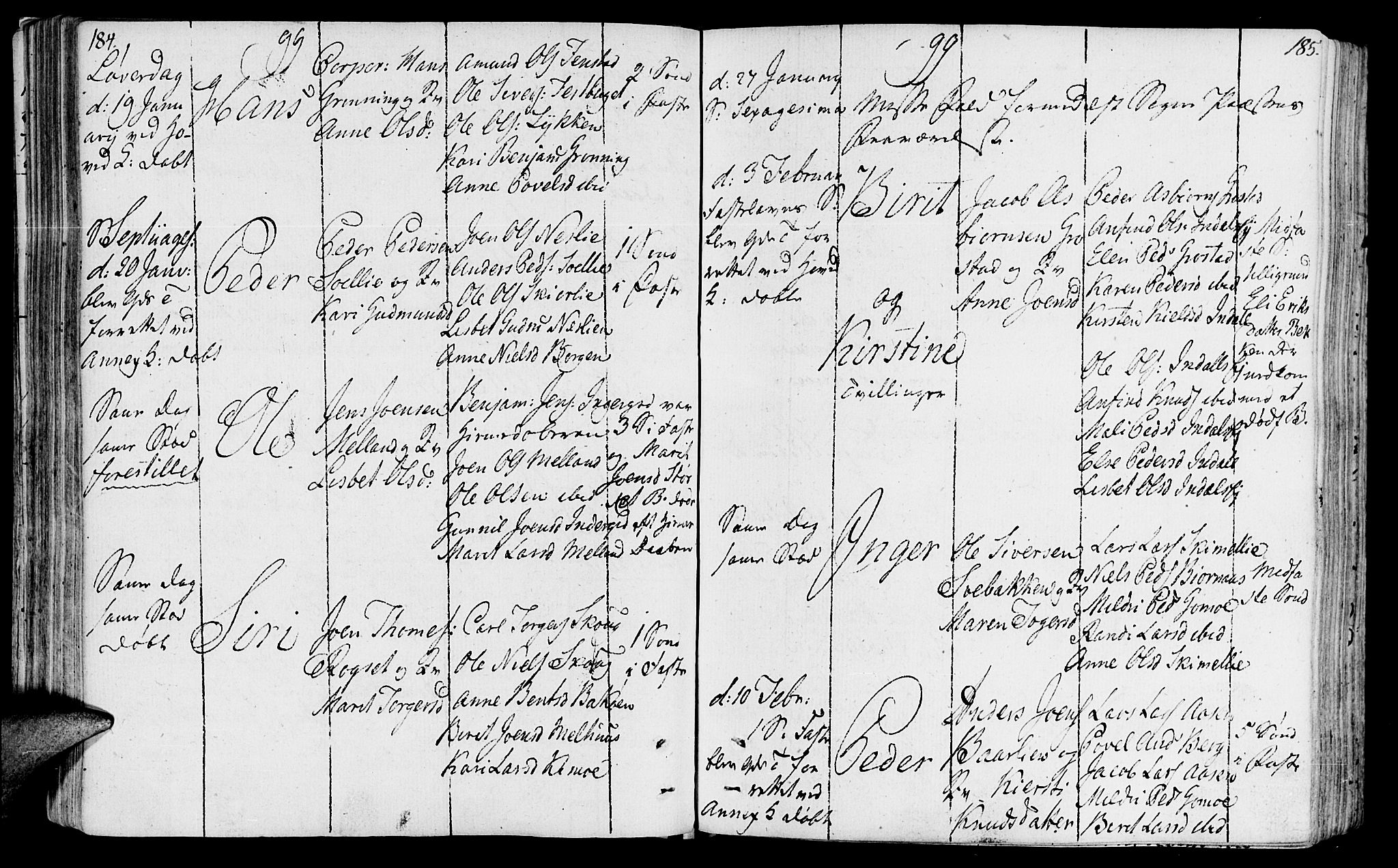 Ministerialprotokoller, klokkerbøker og fødselsregistre - Sør-Trøndelag, SAT/A-1456/646/L0606: Parish register (official) no. 646A04, 1791-1805, p. 184-185