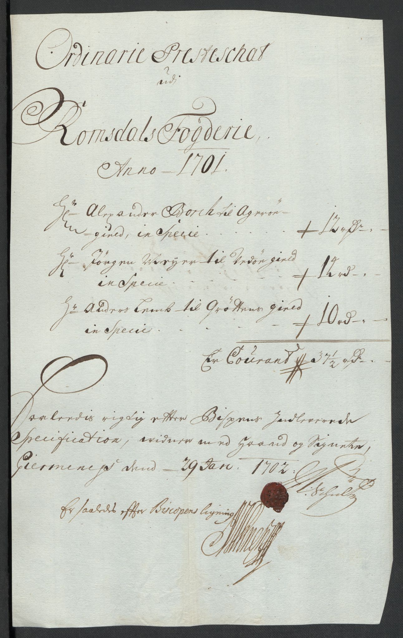 Rentekammeret inntil 1814, Reviderte regnskaper, Fogderegnskap, RA/EA-4092/R55/L3655: Fogderegnskap Romsdal, 1701-1702, p. 85