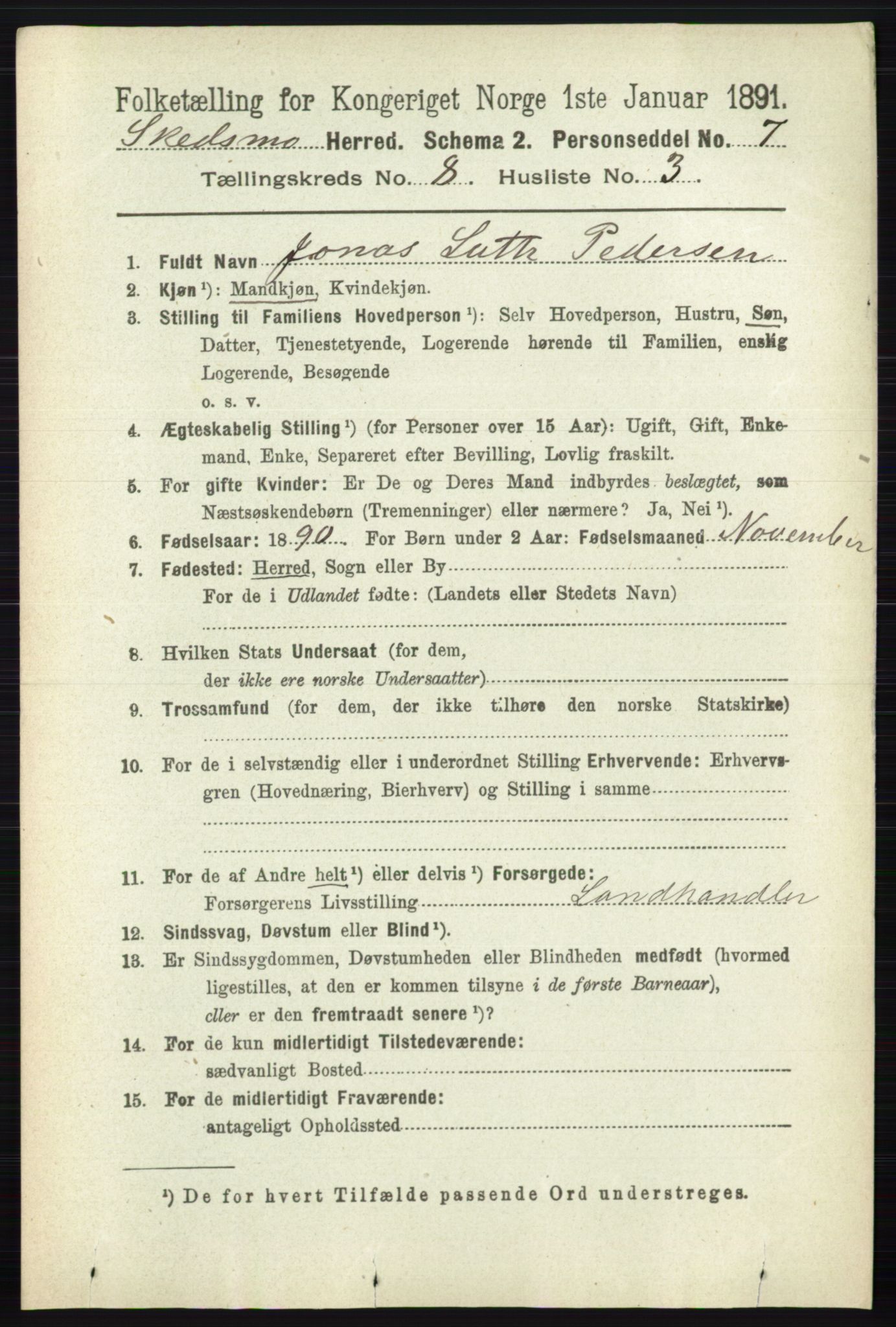 RA, 1891 census for 0231 Skedsmo, 1891, p. 4047