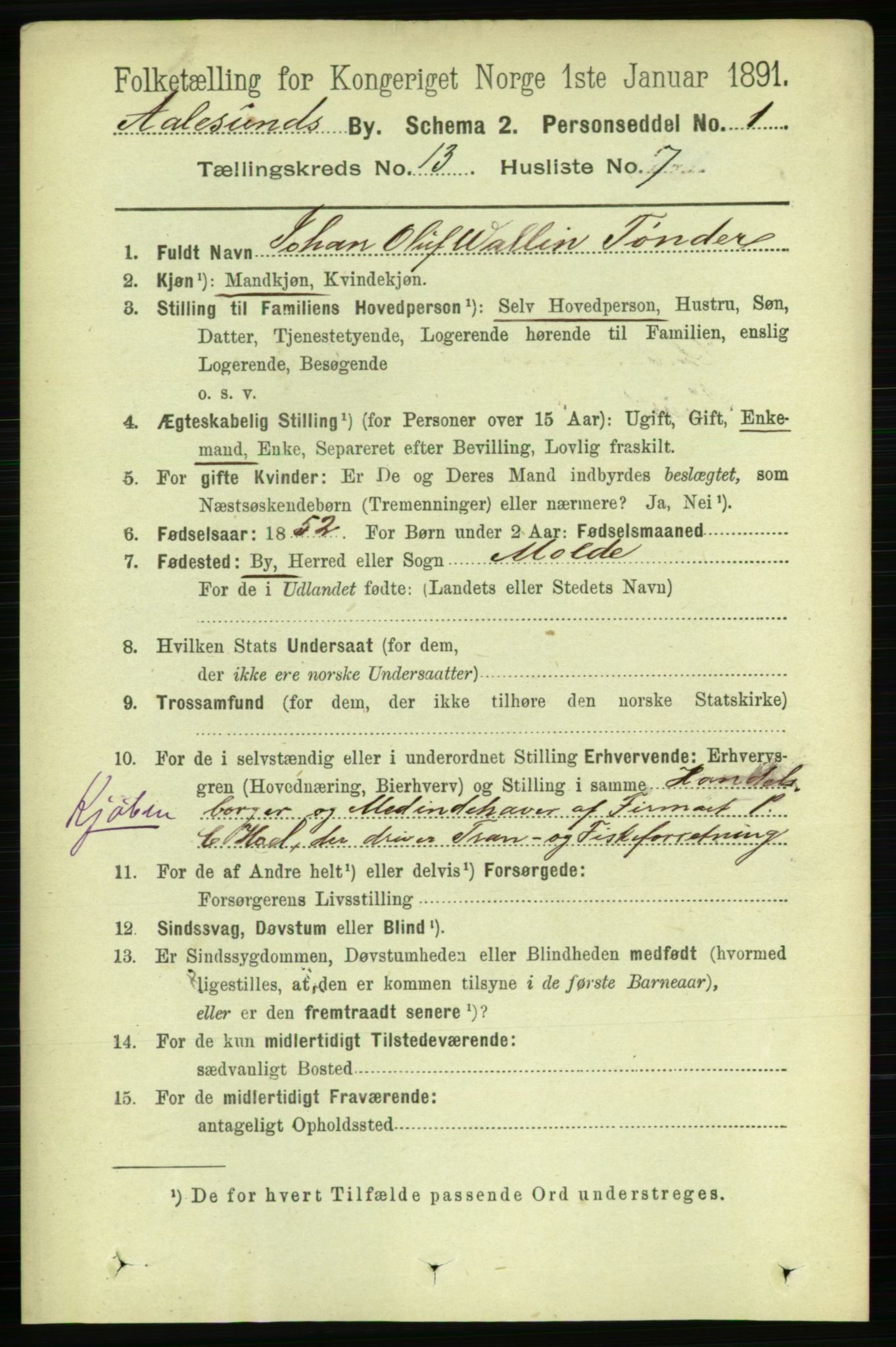 RA, 1891 census for 1501 Ålesund, 1891, p. 8073