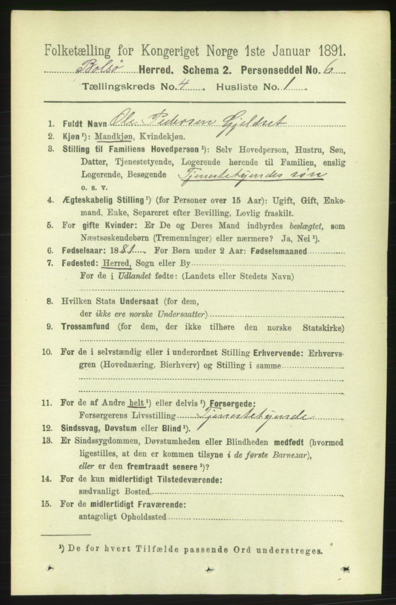 RA, 1891 census for 1544 Bolsøy, 1891, p. 2412