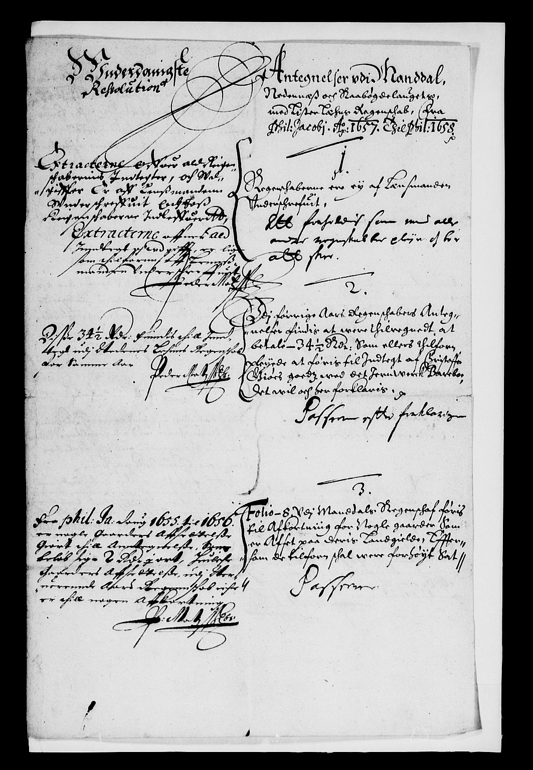 Rentekammeret inntil 1814, Reviderte regnskaper, Lensregnskaper, RA/EA-5023/R/Rb/Rbq/L0046: Nedenes len. Mandals len. Råbyggelag., 1657-1659