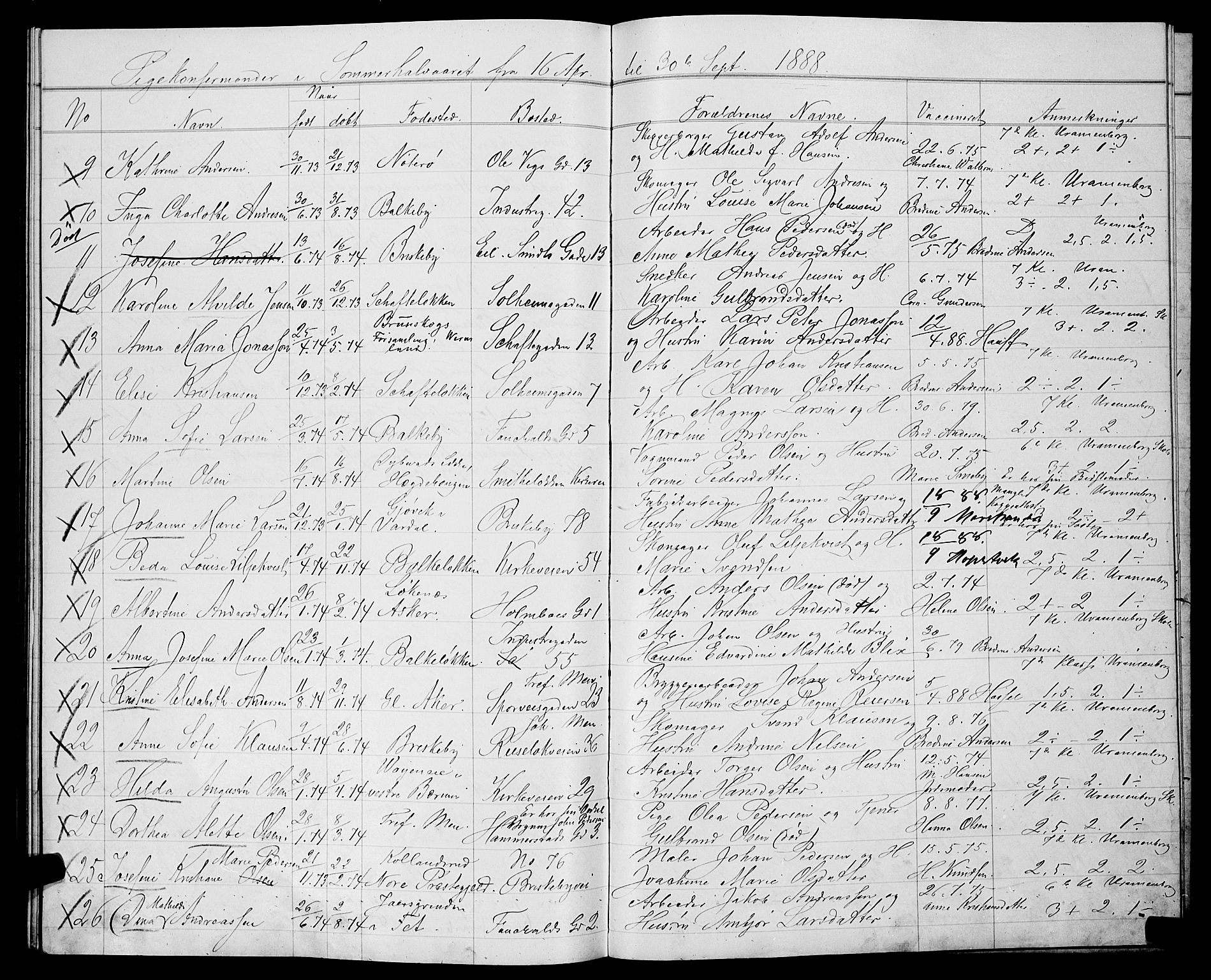 Uranienborg prestekontor Kirkebøker, AV/SAO-A-10877/G/Ga/L0001: Parish register draft no. 1, 1885-1888