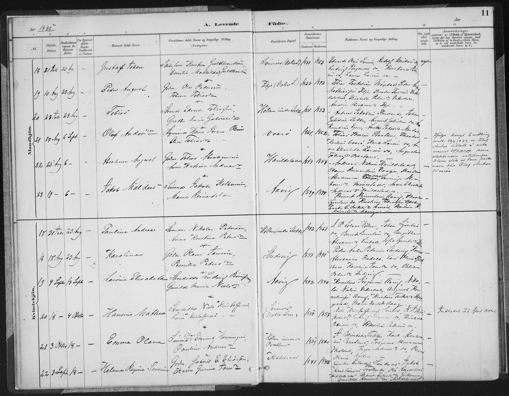 Sør-Audnedal sokneprestkontor, AV/SAK-1111-0039/F/Fa/Faa/L0004: Parish register (official) no. A 4, 1884-1909, p. 11