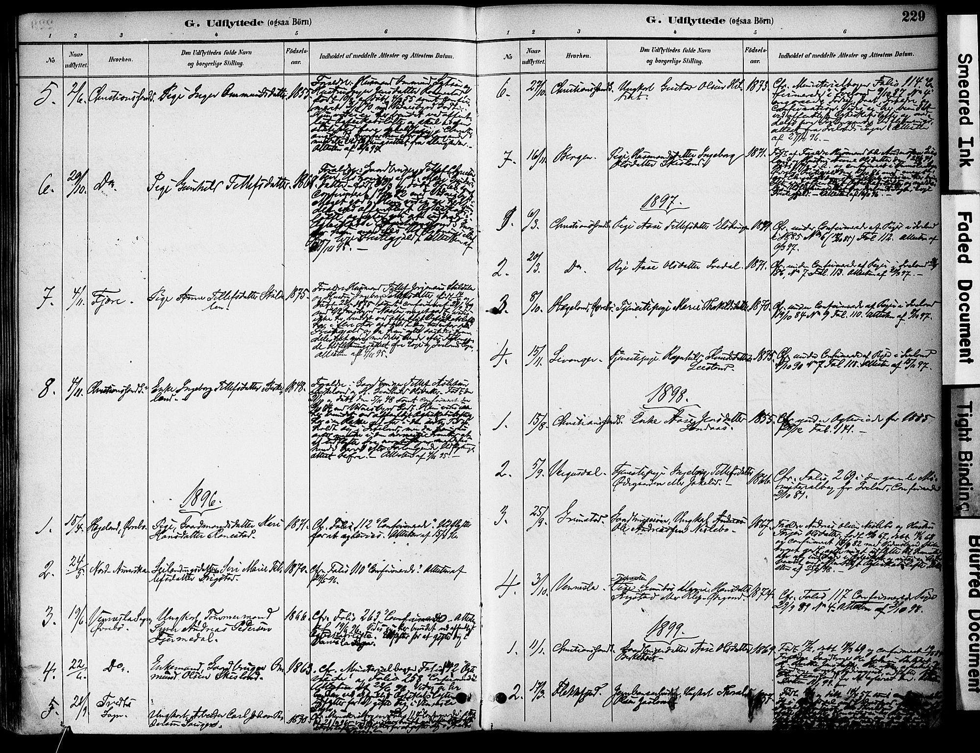 Evje sokneprestkontor, AV/SAK-1111-0008/F/Fa/Fac/L0003: Parish register (official) no. A 3, 1884-1909, p. 229