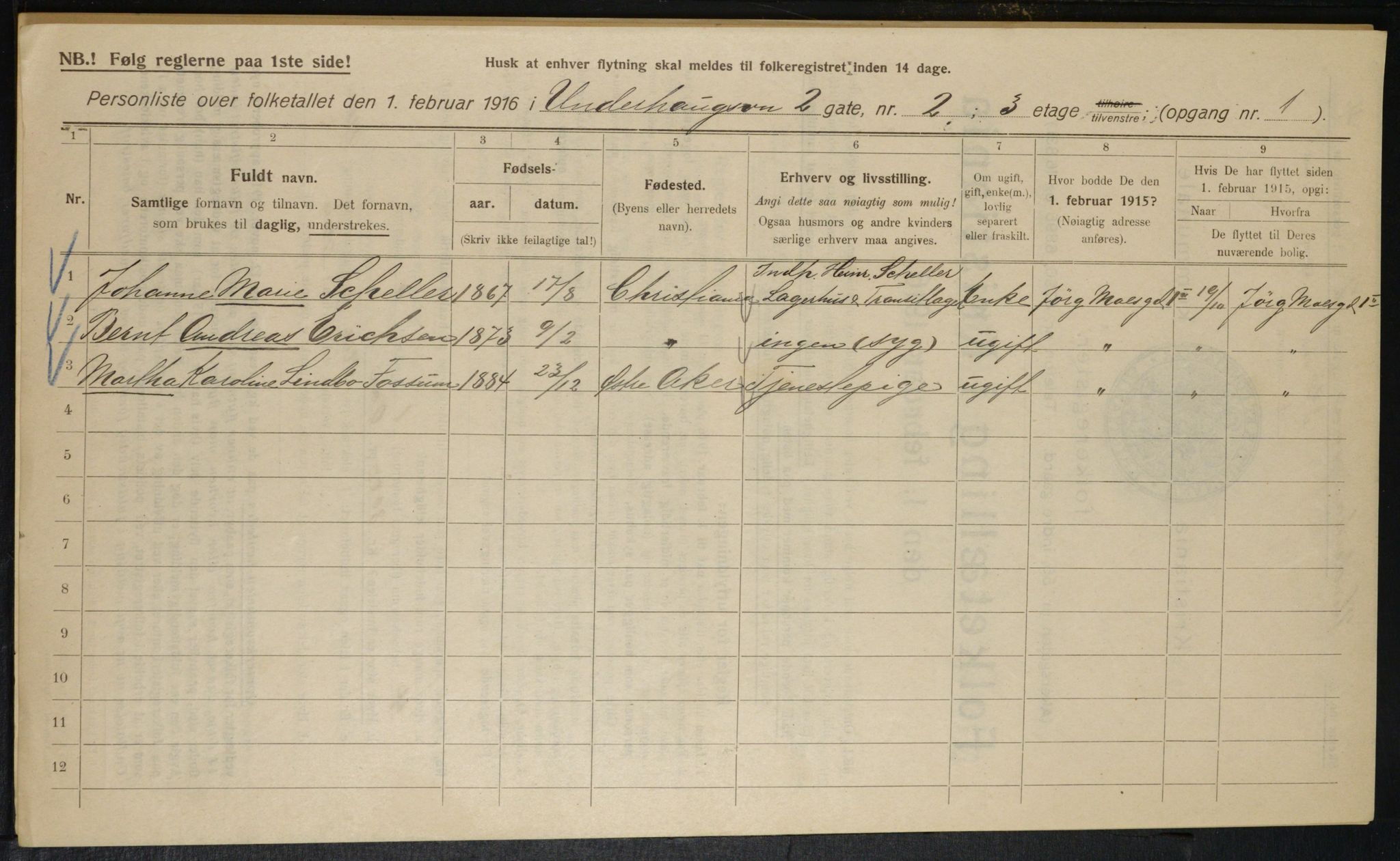 OBA, Municipal Census 1916 for Kristiania, 1916, p. 123506