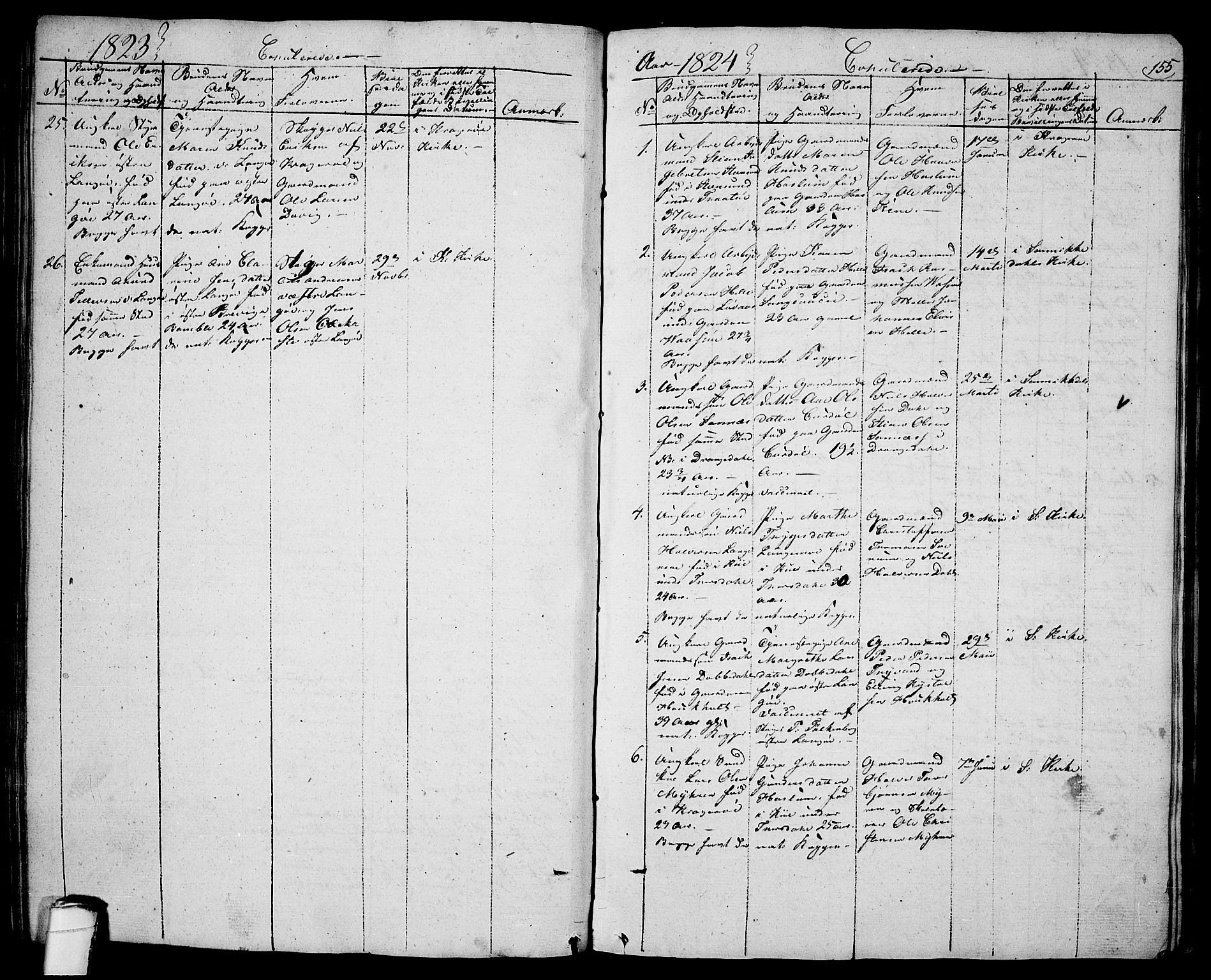 Sannidal kirkebøker, SAKO/A-296/F/Fa/L0005: Parish register (official) no. 5, 1823-1830, p. 155