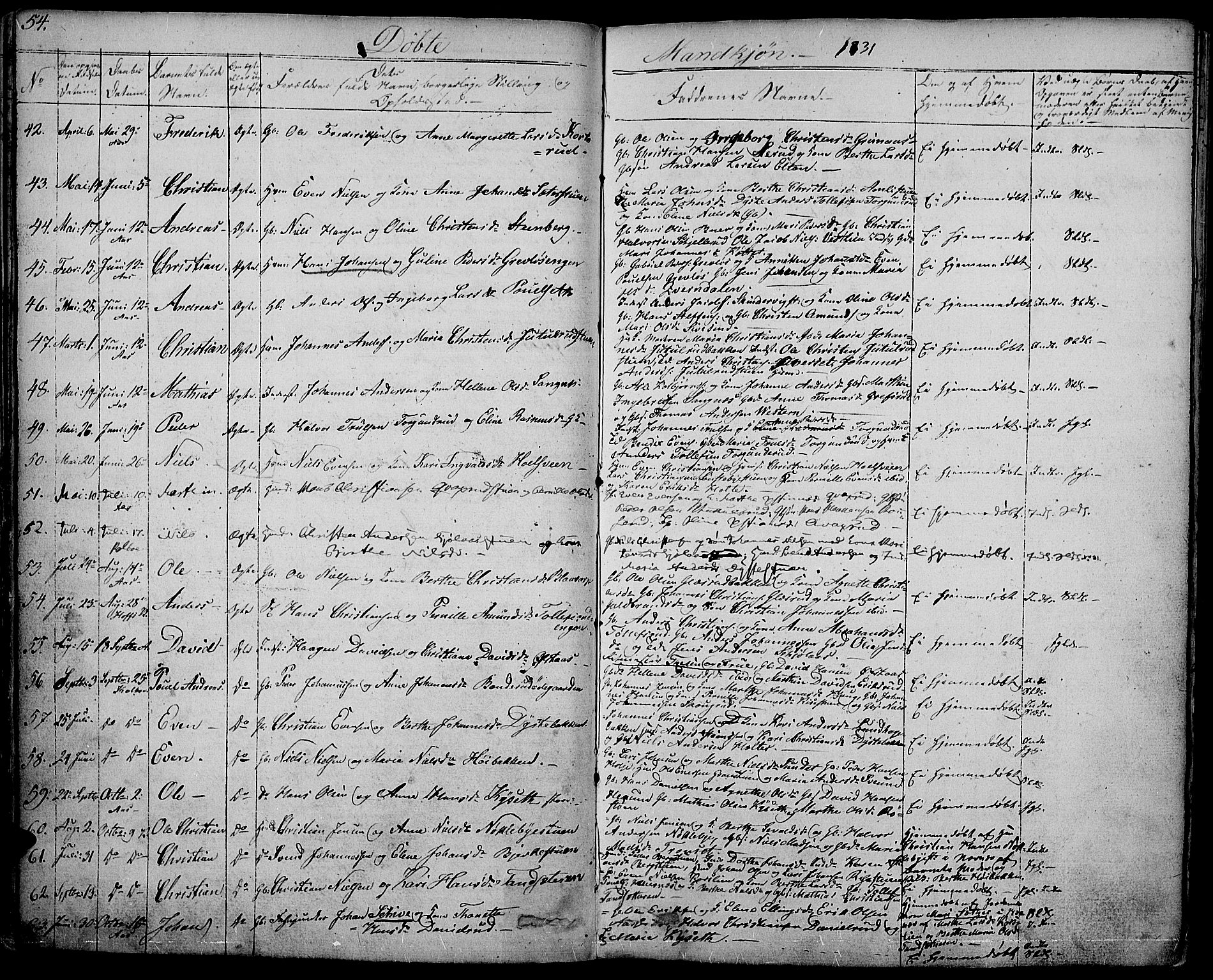 Vestre Toten prestekontor, SAH/PREST-108/H/Ha/Haa/L0002: Parish register (official) no. 2, 1825-1837, p. 54