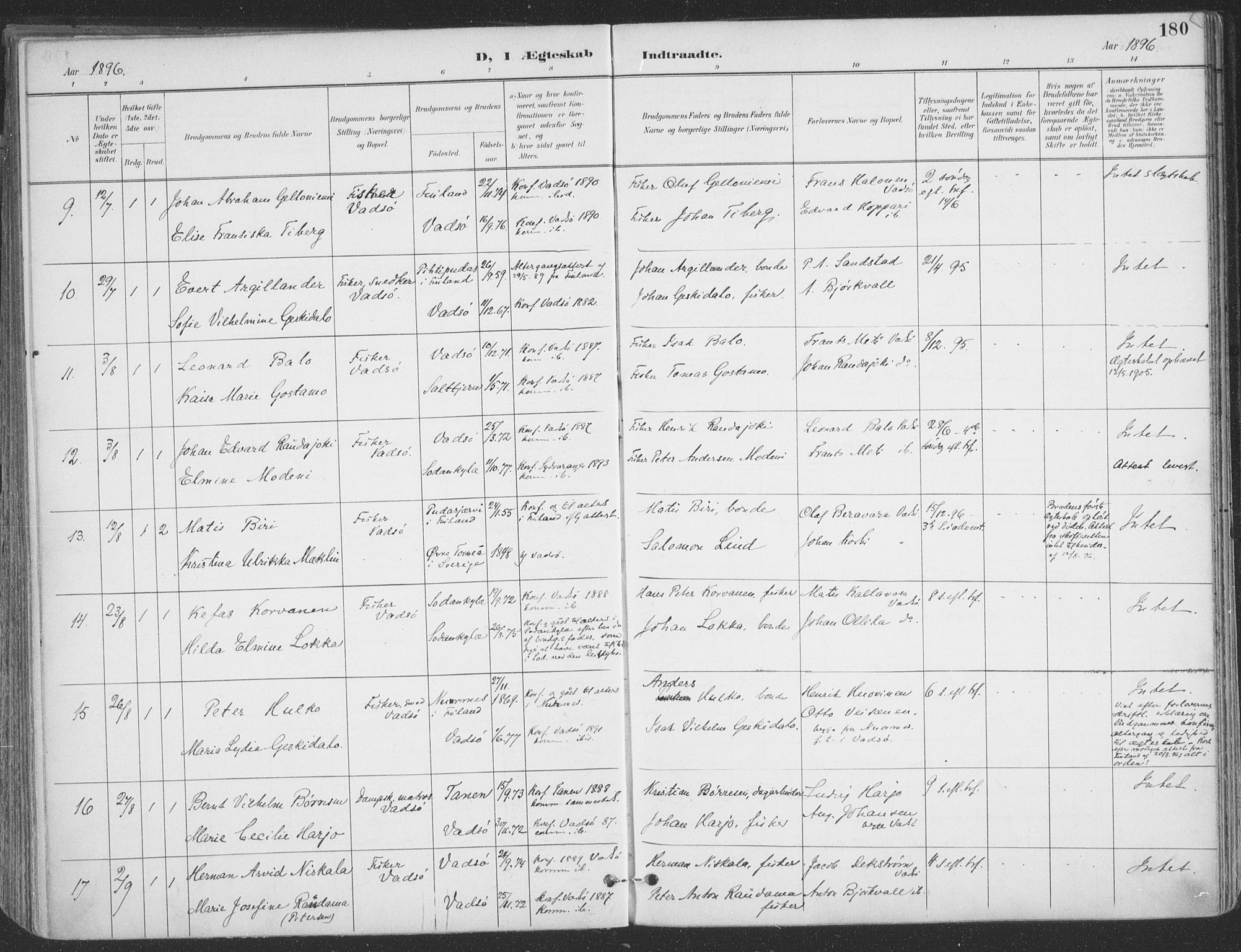 Vadsø sokneprestkontor, SATØ/S-1325/H/Ha/L0007kirke: Parish register (official) no. 7, 1896-1916, p. 180