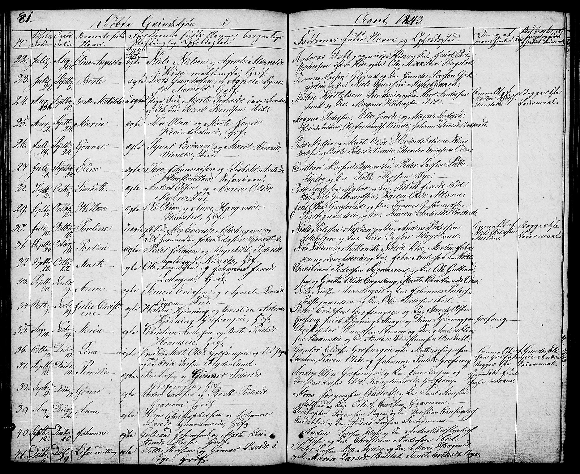 Nes prestekontor, Hedmark, SAH/PREST-020/L/La/L0004: Parish register (copy) no. 4, 1832-1861, p. 81