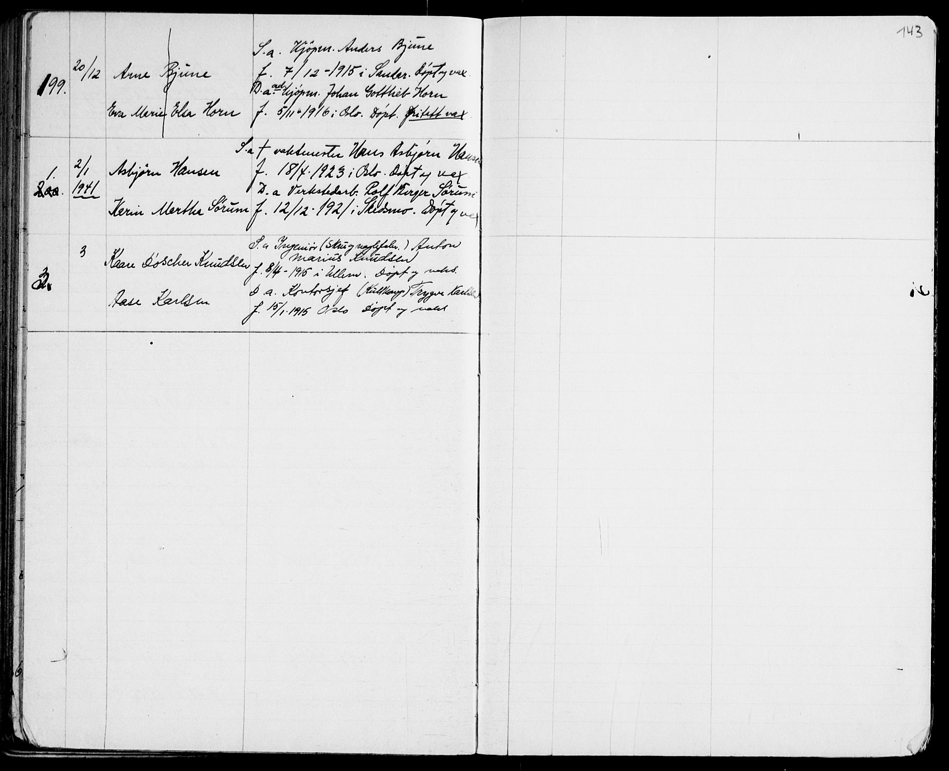Gamle Aker prestekontor Kirkebøker, AV/SAO-A-10617a/H/L0008: Banns register no. 8, 1931-1941, p. 143